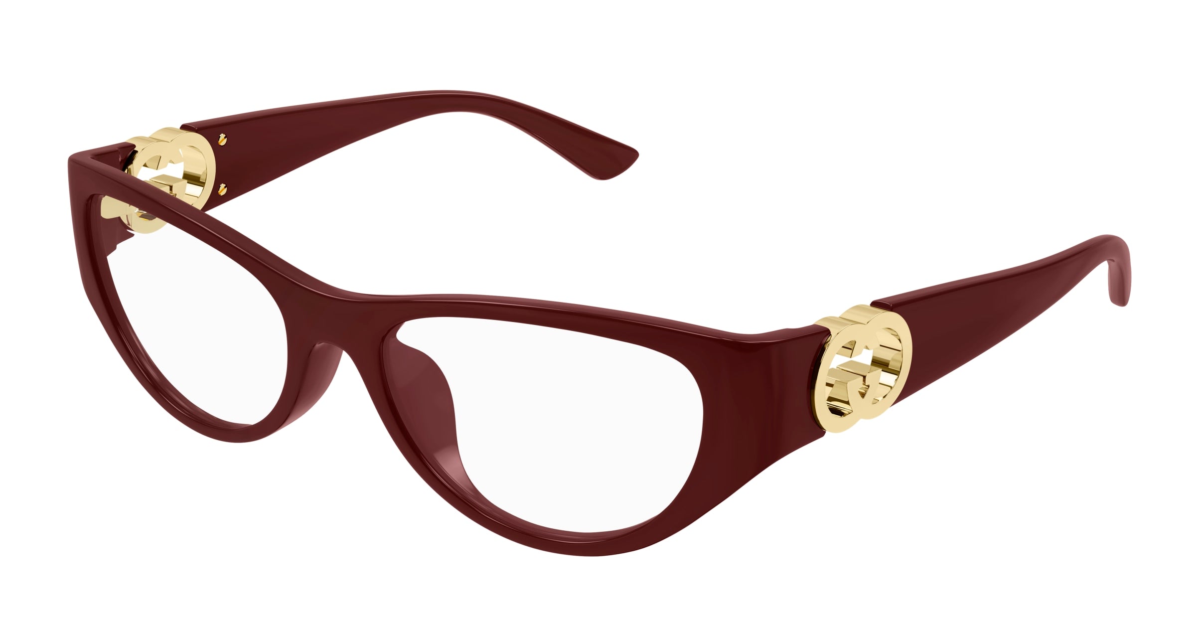 Gucci Donna Gucci GG1825O 003 Montature da vista Iniettato Bordeaux Trasparente Cat Eye Gucci Donna Gucci GG1825O 003 Montature da vista Iniettato Bordeaux Trasparente Cat Eye