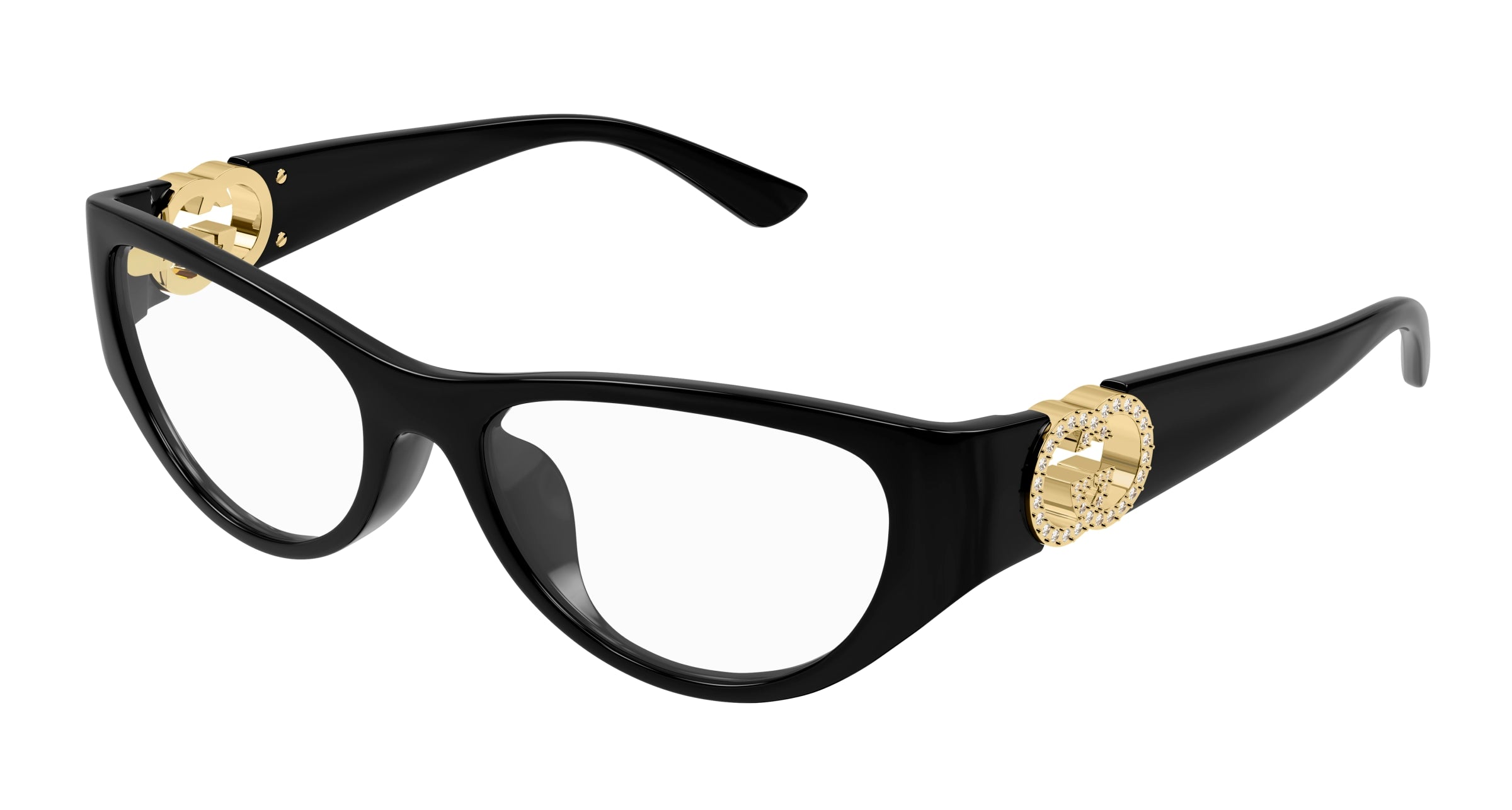 Gucci Donna Gucci GG1825O 004 Montature da vista Iniettato Nero Trasparente Cat Eye
