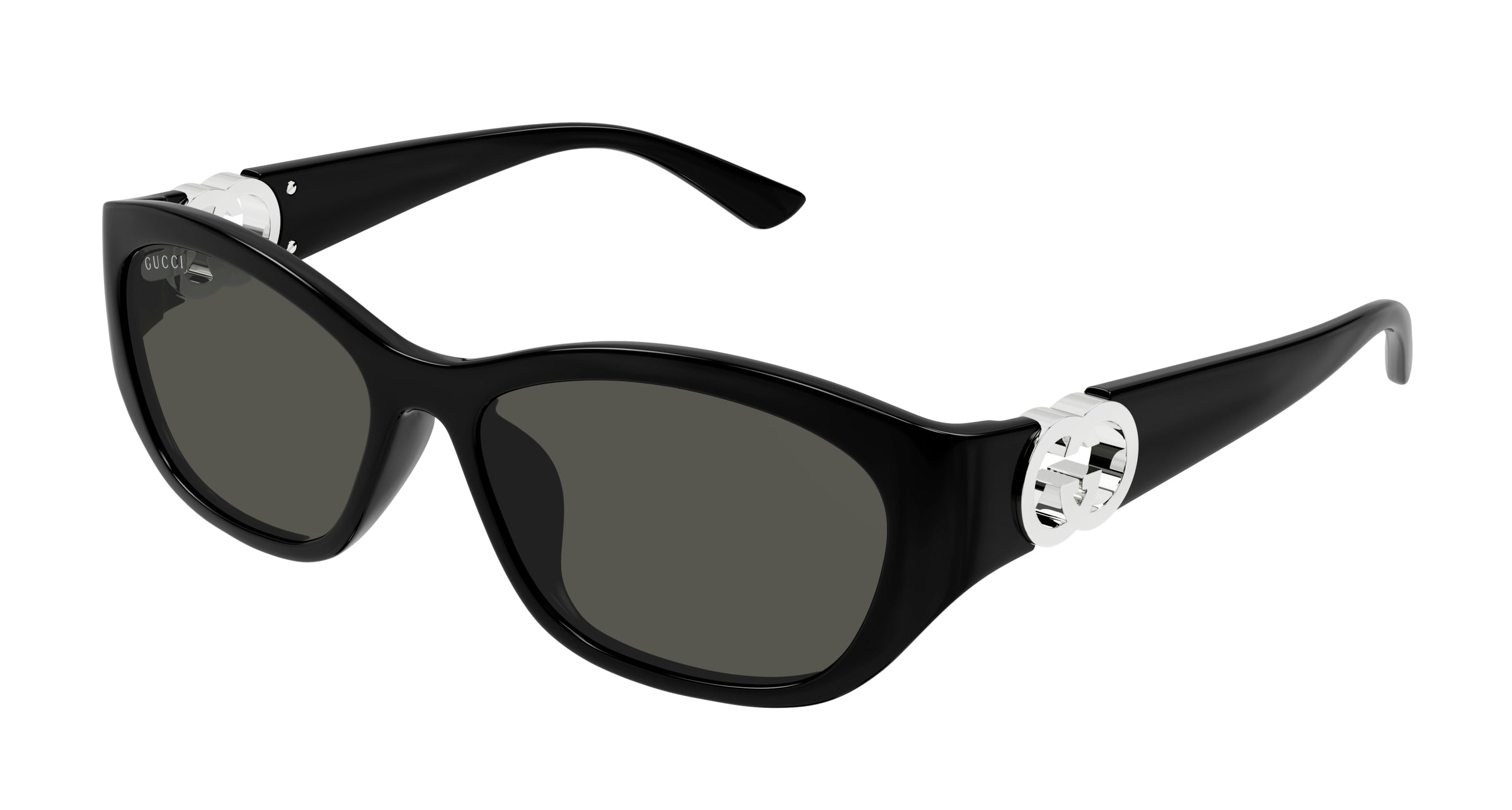 Gucci Donna Gucci GG1826SK 001 Occhiali da sole Iniettato Nero Grigio Rotonda