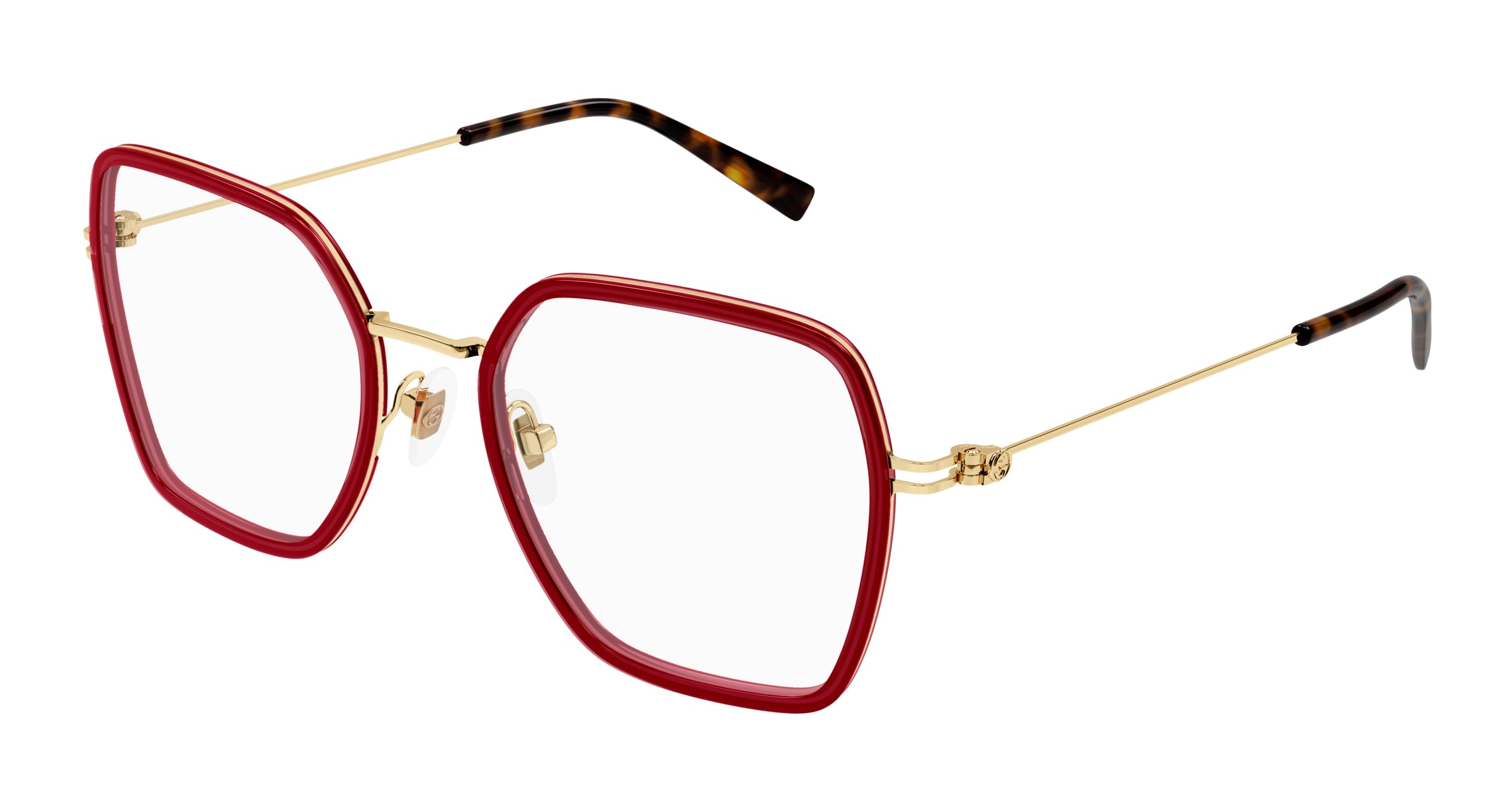 Gucci Donna Gucci GG1850O 004 Montature da vista Iniettato Bordeaux Trasparente Squadrata