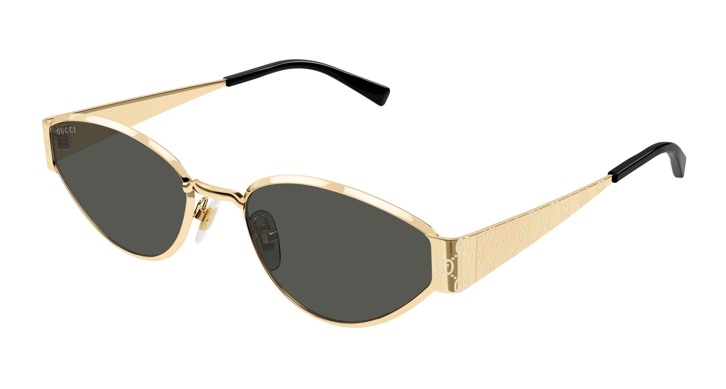 Gucci Donna Gucci GG1853S 001 Occhiali da sole Metallo Oro Grigio Geometrica