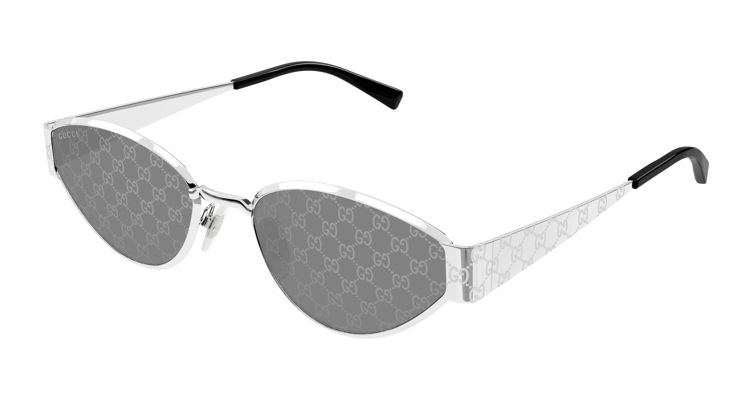 Gucci Donna Gucci GG1853S 002 Occhiali da sole Metallo Argento Fumo Geometrica