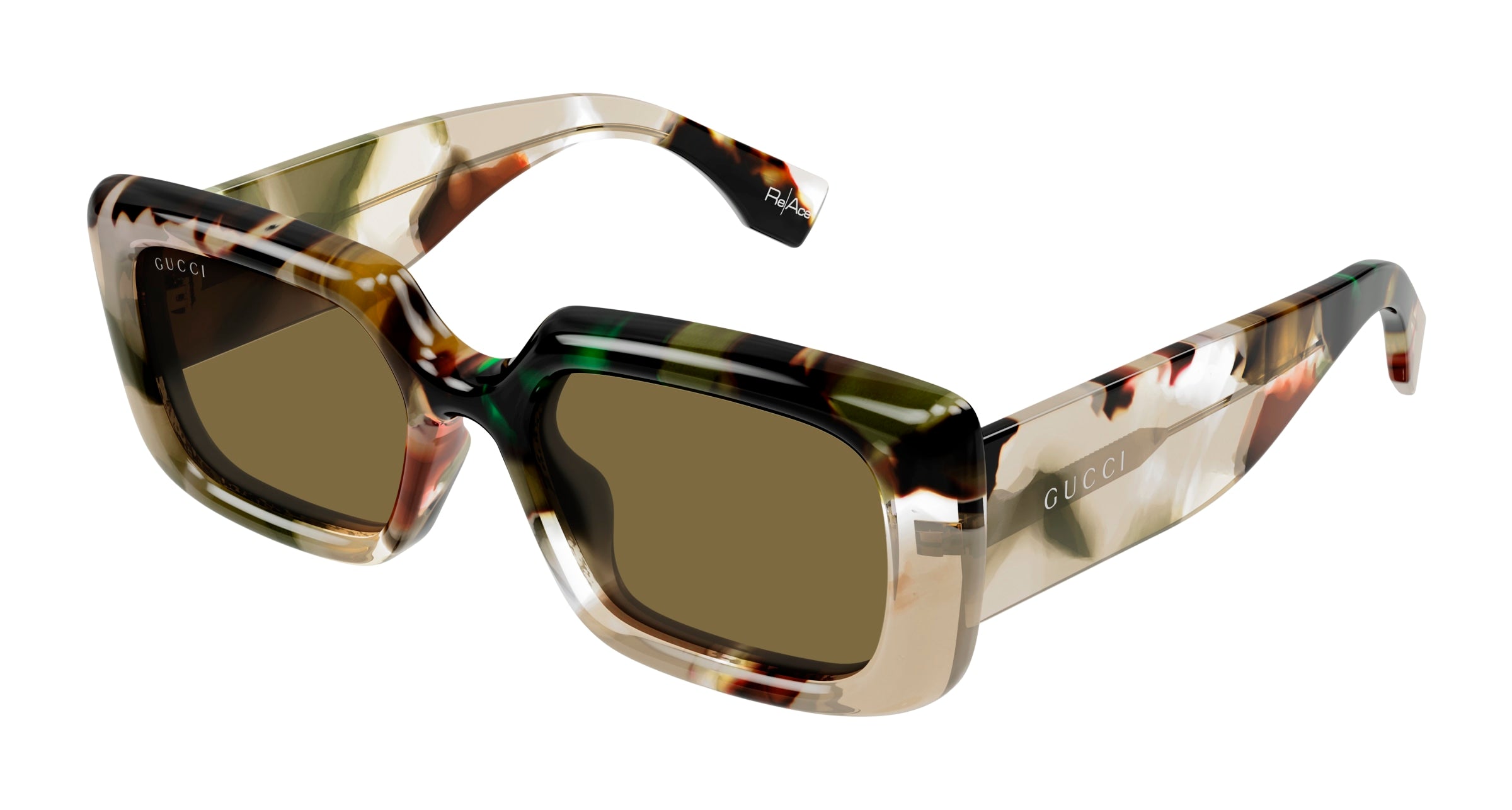 Gucci Donna Gucci GG1906S 002 Occhiali da sole Acetato Verde Marrone Squadrata