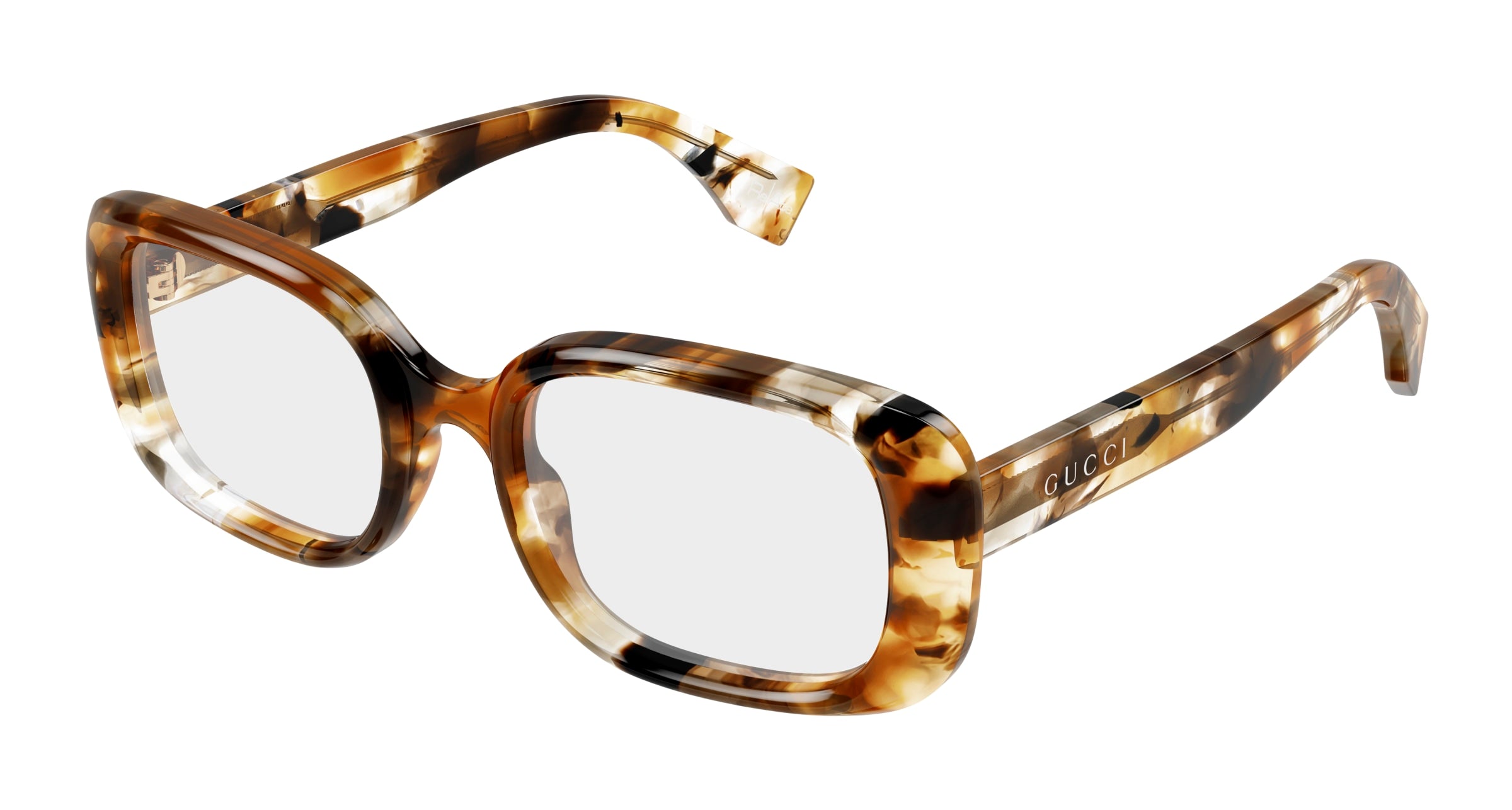 Gucci Donna Gucci GG1908O 001 Montature da vista Acetato Marrone Trasparente Squadrata