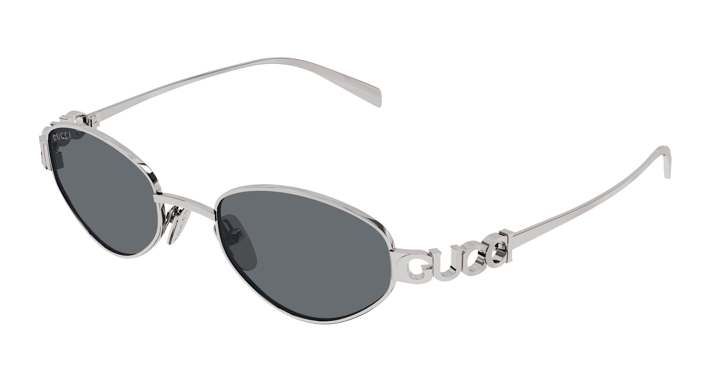Gucci Donna Gucci GG1935S 001 Occhiali da sole Metallo Rutenio Grigio Geometrica