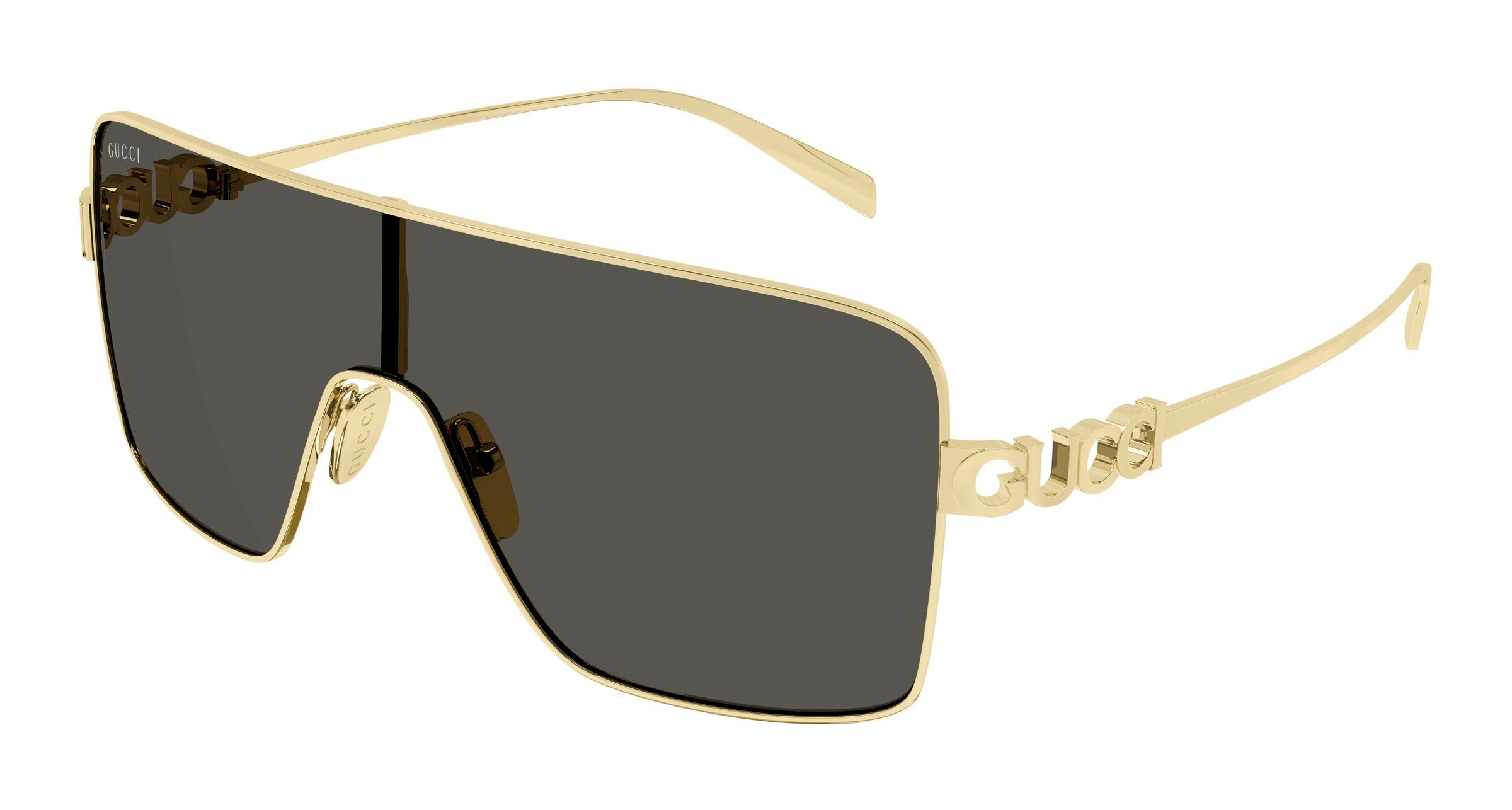 Gucci Donna Gucci GG1936S 001 Occhiali da sole Metallo Oro Grigio Maschera