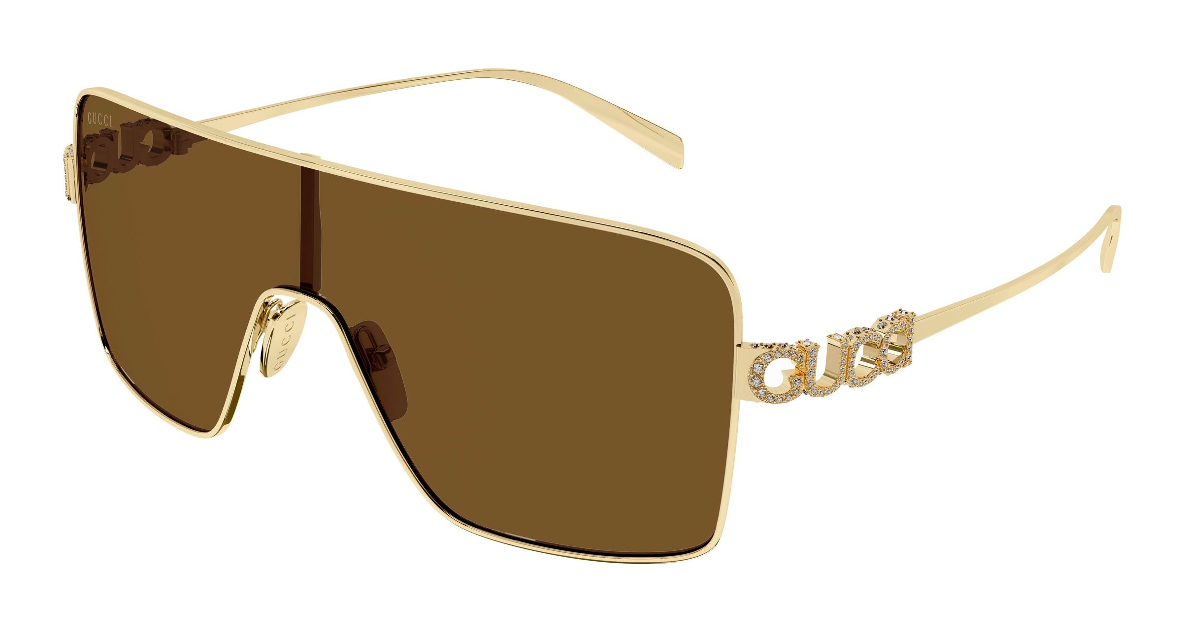 Gucci Donna Gucci GG1936S 003 Occhiali da sole Metallo Oro Marrone Maschera Gucci Donna Gucci GG1936S 003 Occhiali da sole Metallo Oro Marrone Maschera