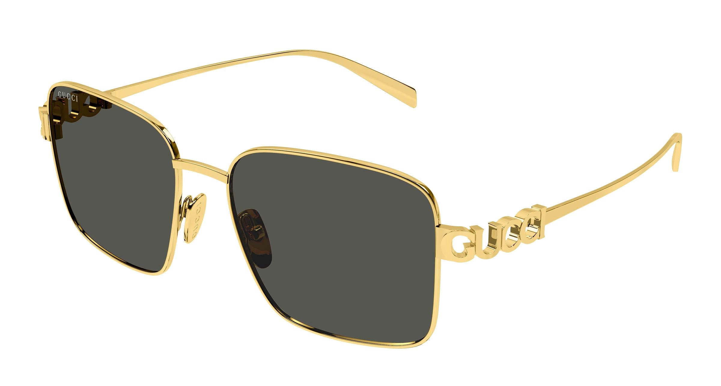 Gucci Donna Gucci GG1937S 001 Occhiali da sole Metallo Oro Grigio Squadrata