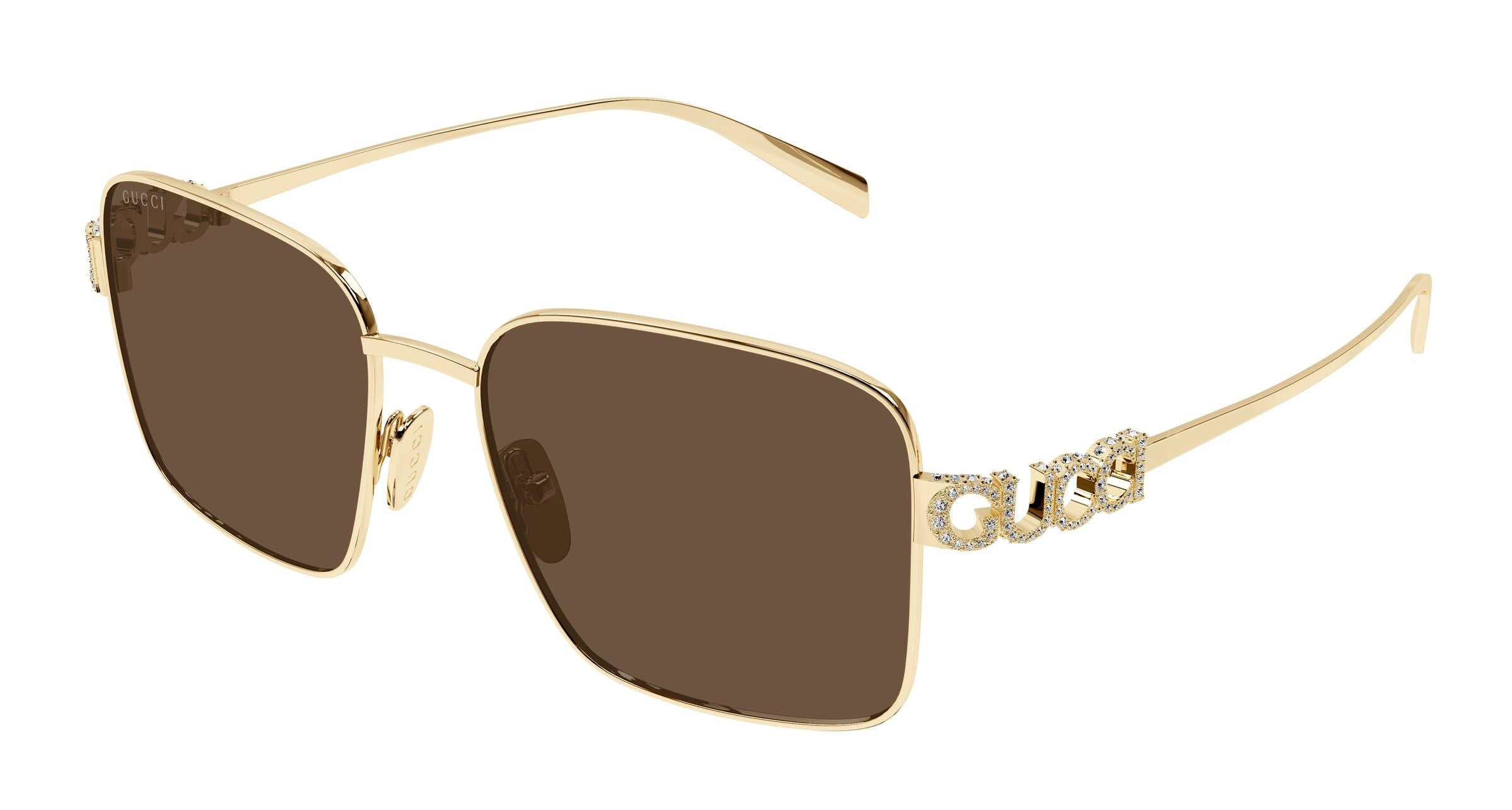 Gucci Donna Gucci GG1937S 002 Occhiali da sole Metallo Oro Marrone Squadrata