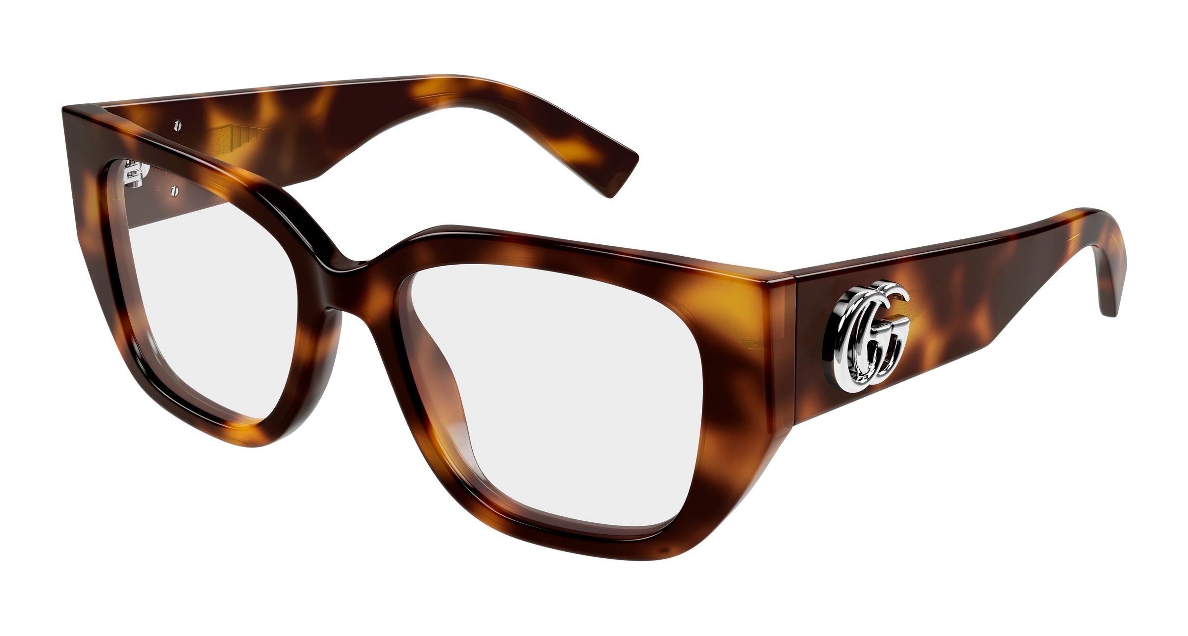 Gucci Donna Gucci GG1952O 002 Montature da vista Acetato Havana Trasparente Farfalla