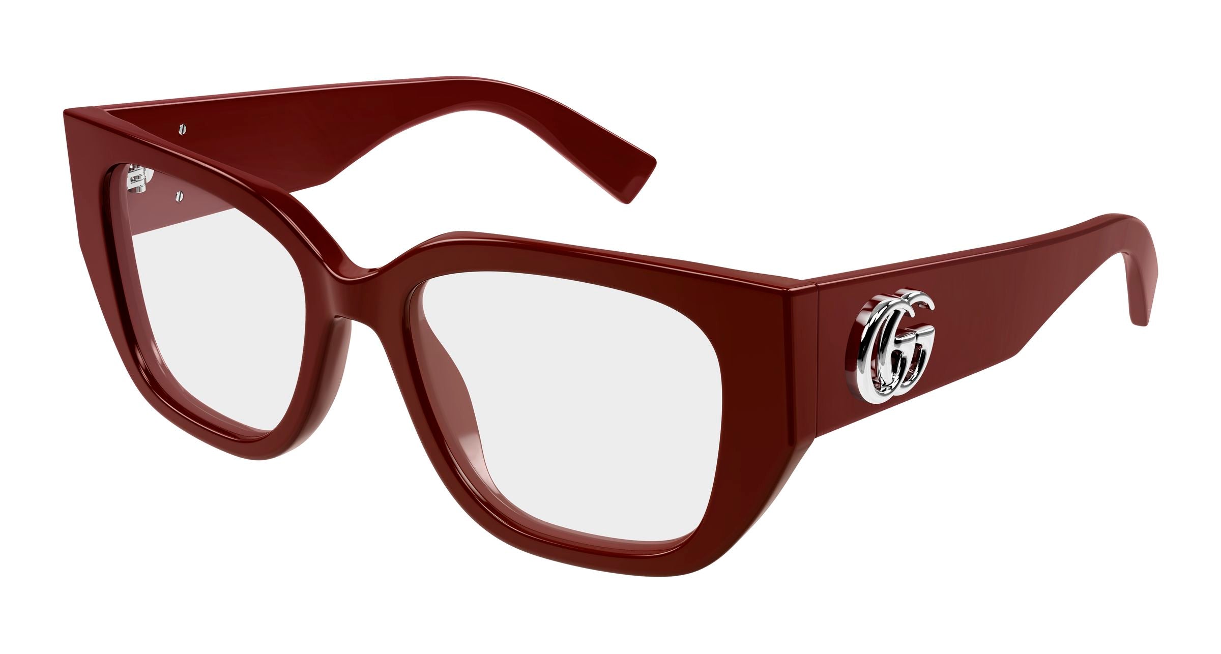 Gucci Donna Gucci GG1952O 003 Montature da vista Acetato Bordeaux Trasparente Farfalla