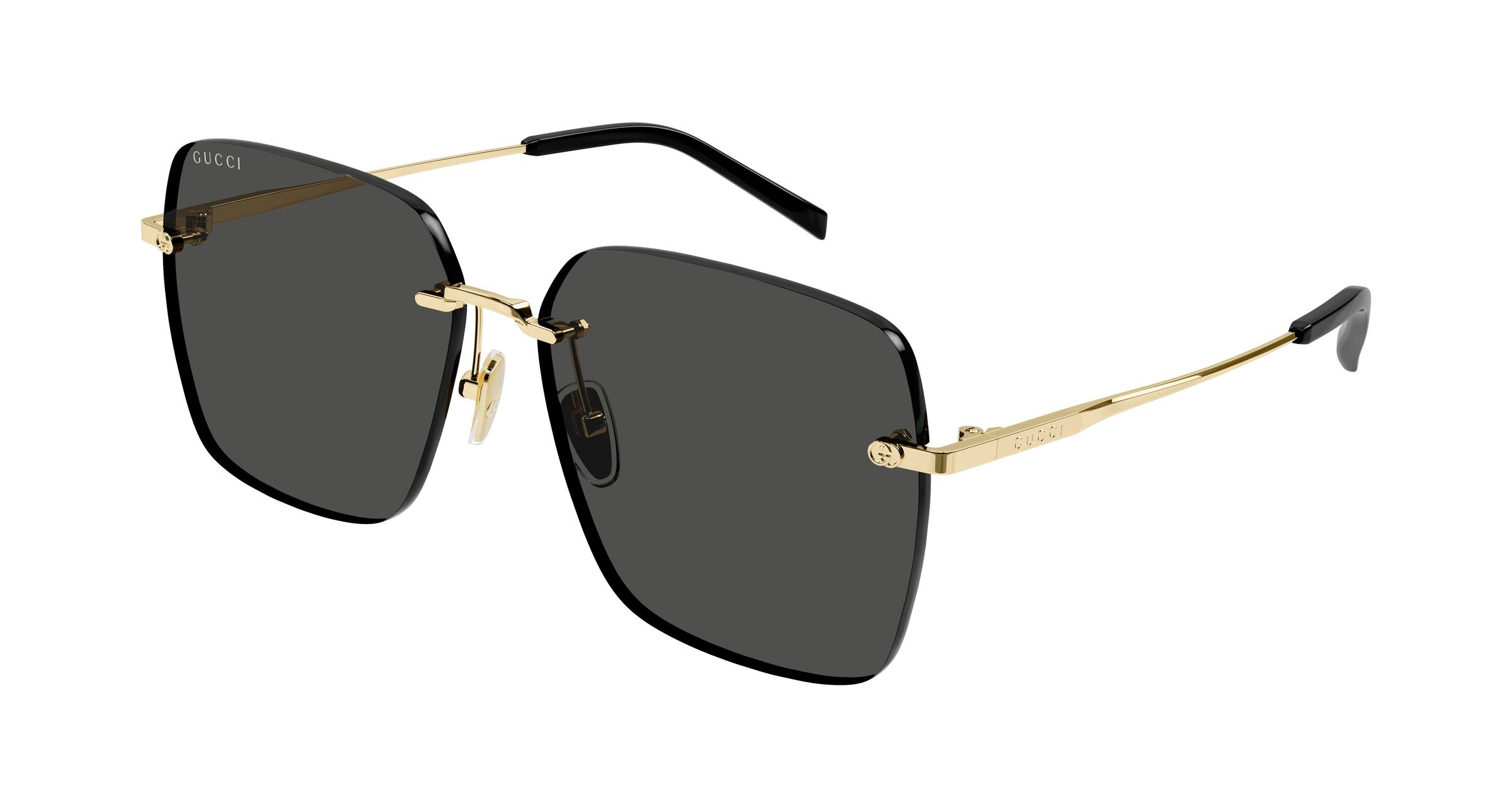 Gucci Donna Gucci GG1955SA 001 Occhiali da sole Metallo Oro Grigio Squadrata