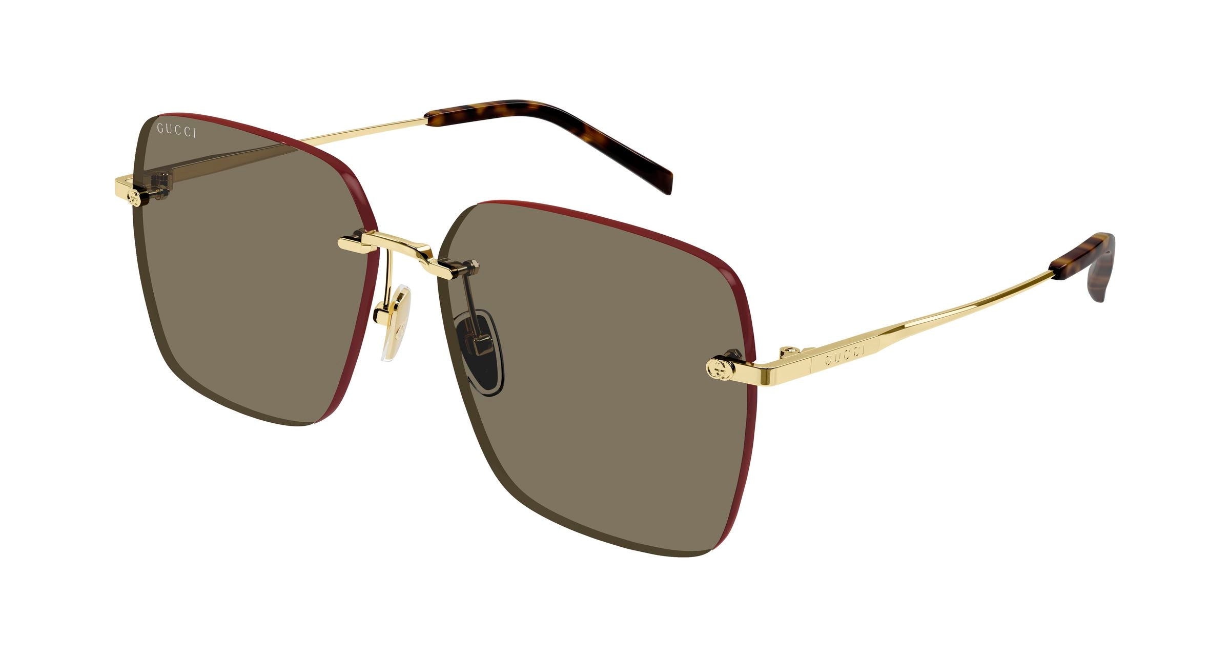 Gucci Donna Gucci GG1955SA 002 Occhiali da sole Metallo Oro Marrone Squadrata