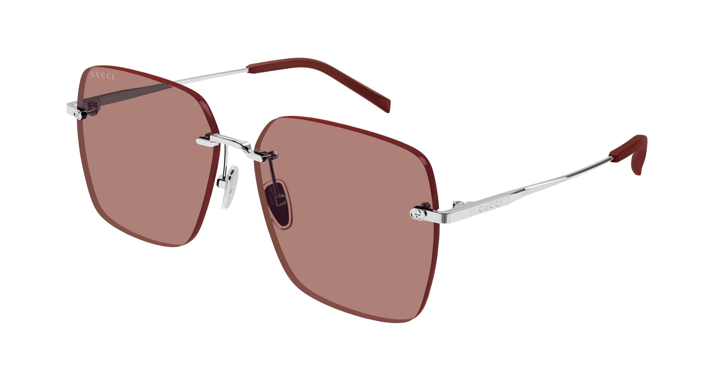Gucci Donna Gucci GG1955SA 003 Occhiali da sole Metallo Argento Rosso Squadrata