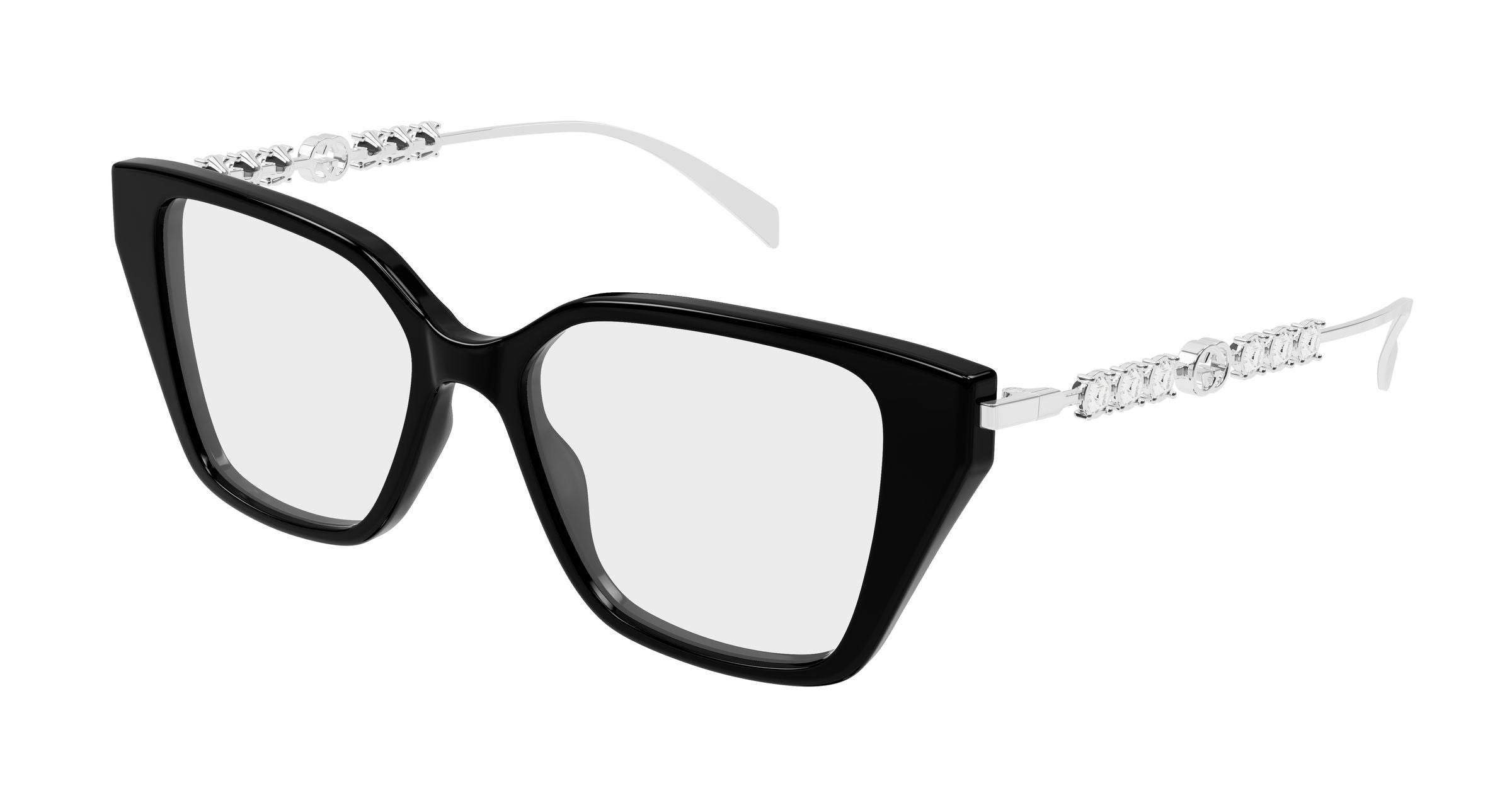 Gucci Donna Gucci GG1969O 002 Montature da vista Acetato Nero Trasparente Cat Eye