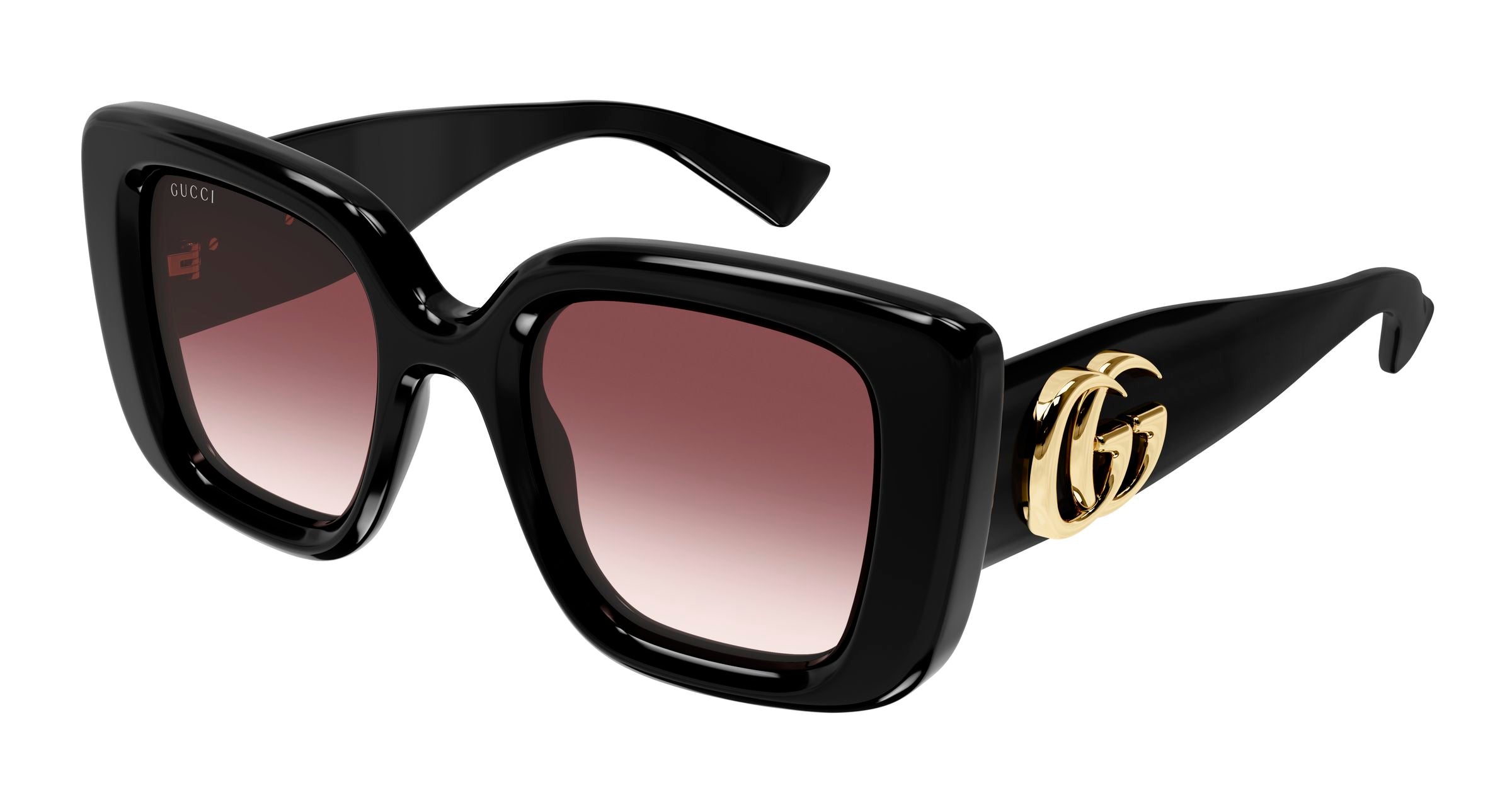 Gucci Donna Gucci GG1975S 001 Occhiali da sole Iniettato Nero Rosso Farfalla