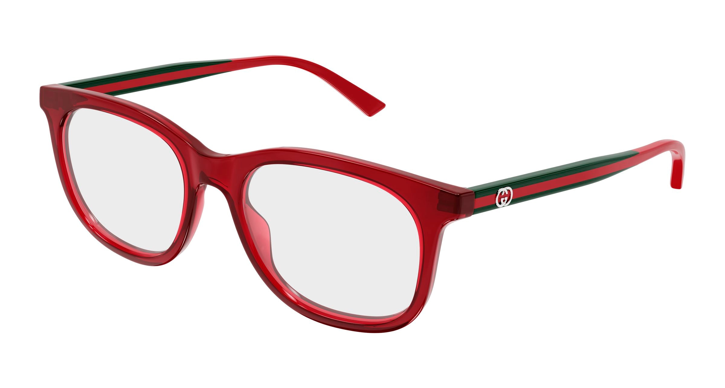 Gucci Donna Gucci GG1990O 008 Montature da vista Acetato Bordeaux Trasparente Squadrata