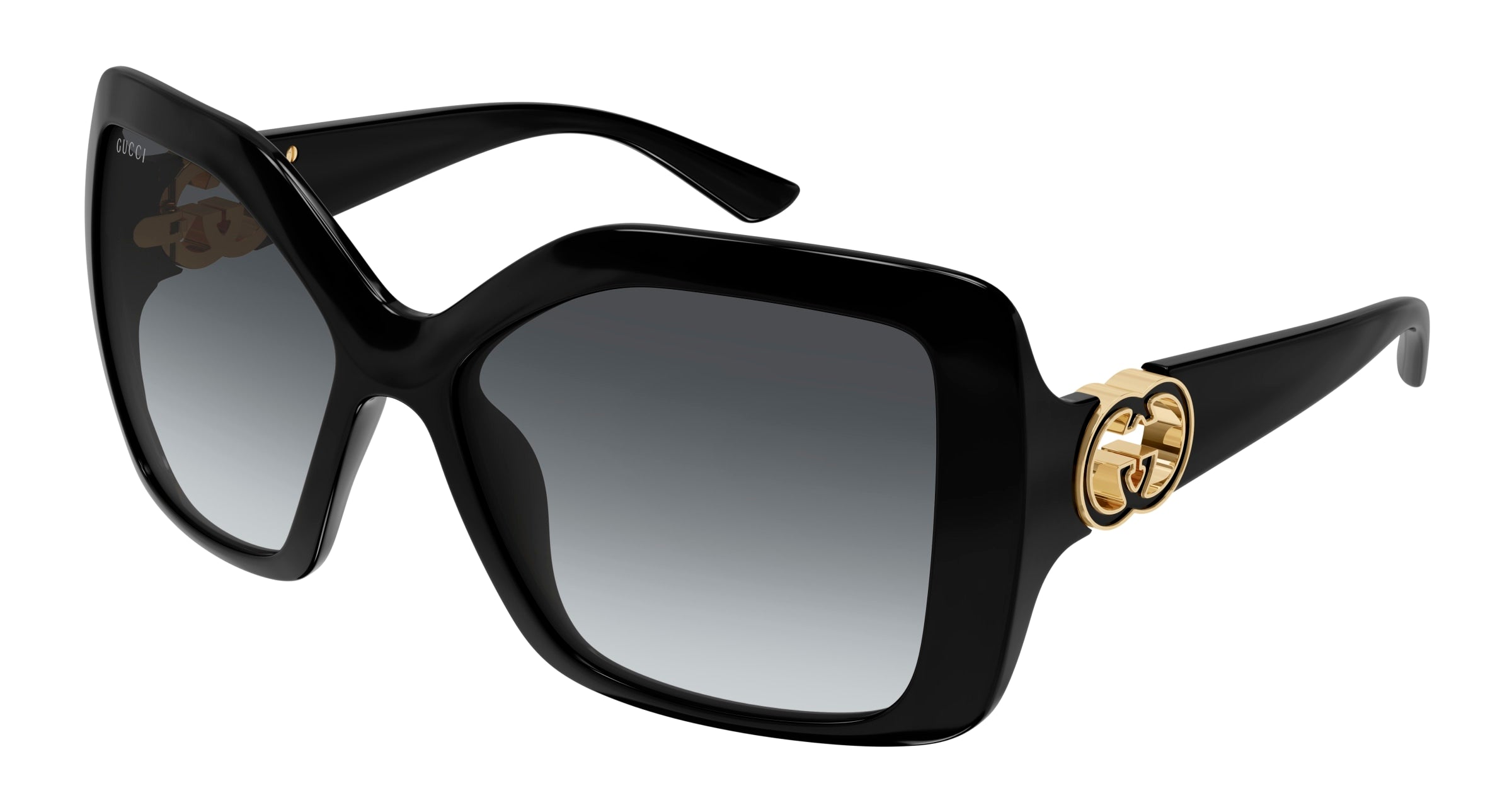 Gucci Donna Gucci GG2015S 001 Occhiali da sole Iniettato Nero Grigio Squadrata