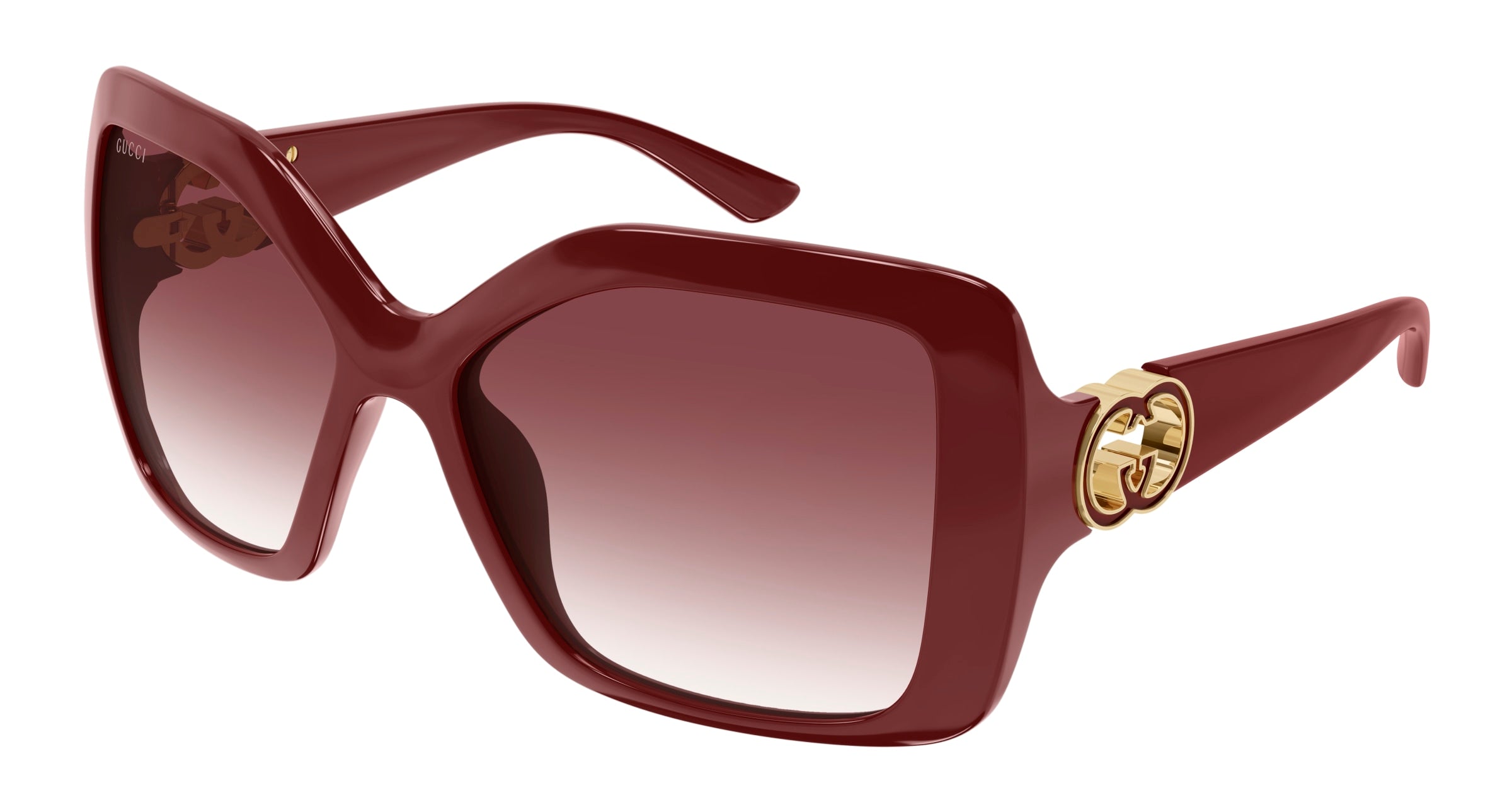 Gucci Donna Gucci GG2015S 002 Occhiali da sole Iniettato Bordeaux Rosso Squadrata