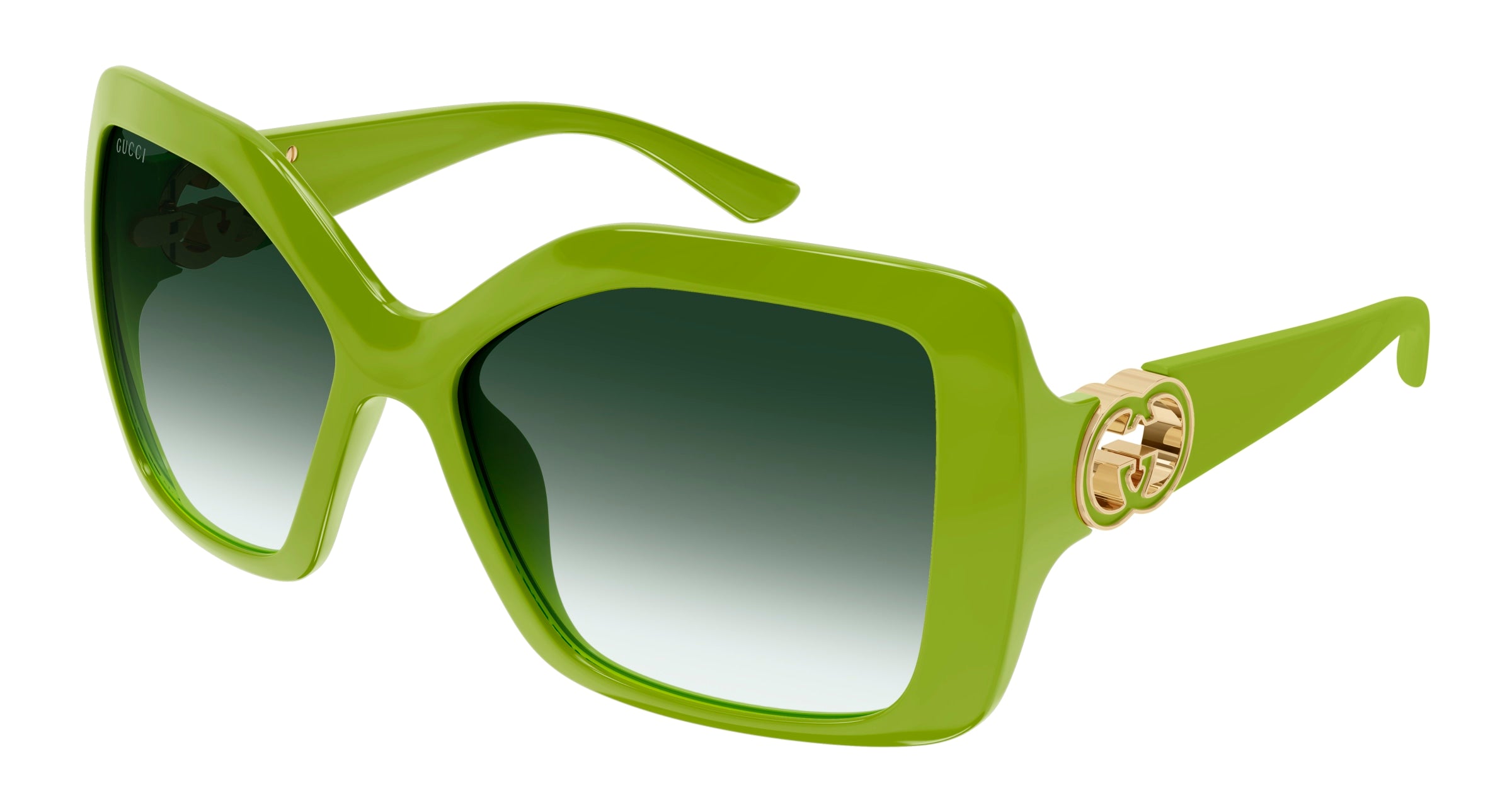 Gucci Donna Gucci GG2015S 004 Occhiali da sole Iniettato Verde Verde Squadrata