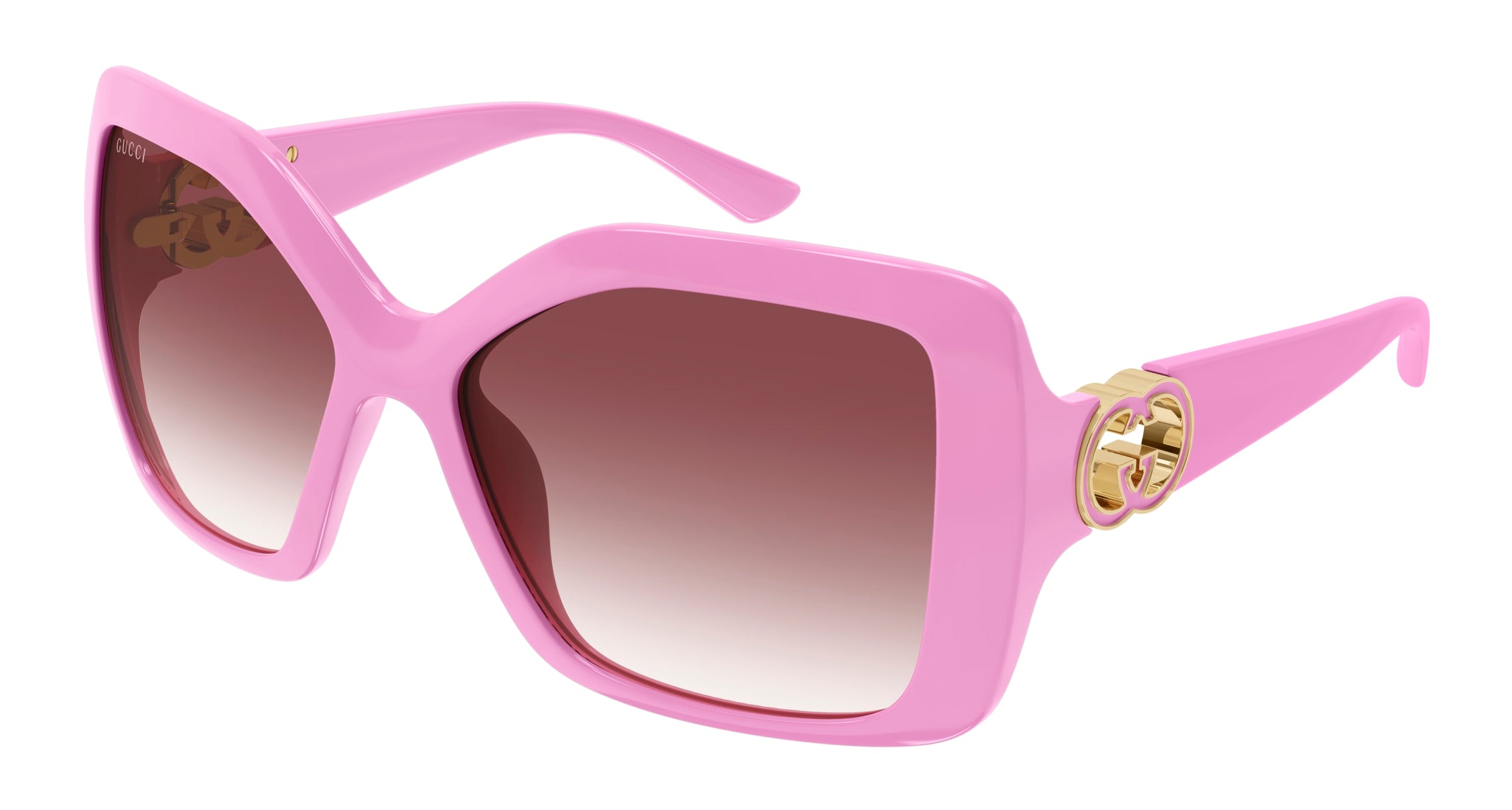 Gucci Donna Gucci GG2015S 005 Occhiali da sole Iniettato Rosa Rosso Squadrata