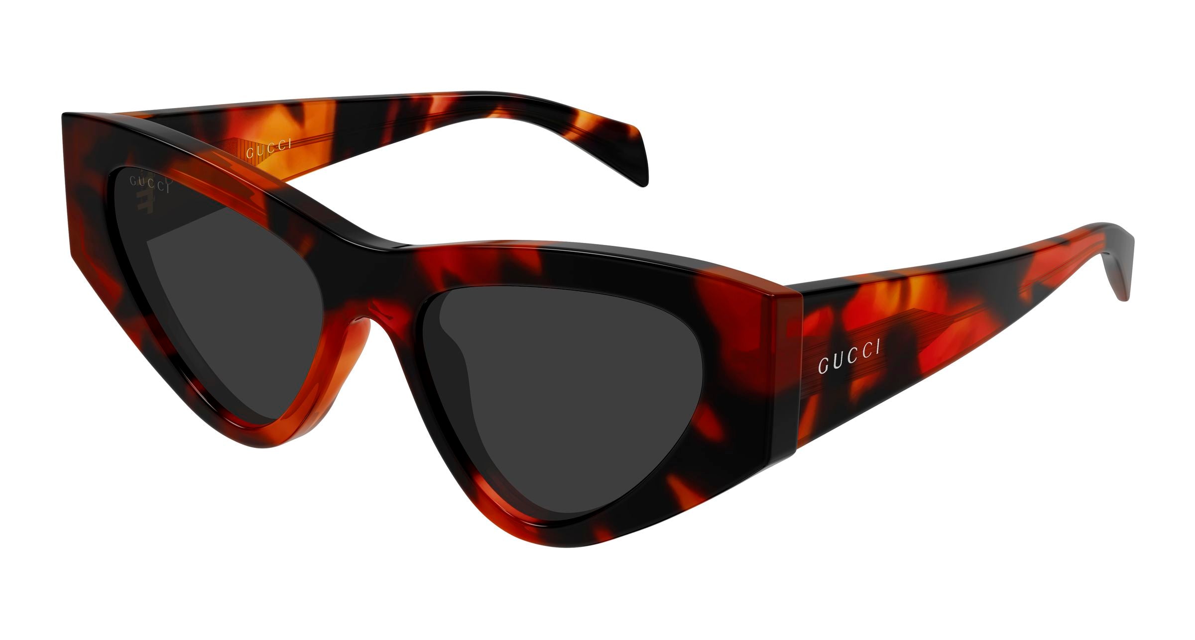 Gucci Donna Gucci GG2019S 002 Occhiali da sole Acetato Havana Grigio Cat Eye