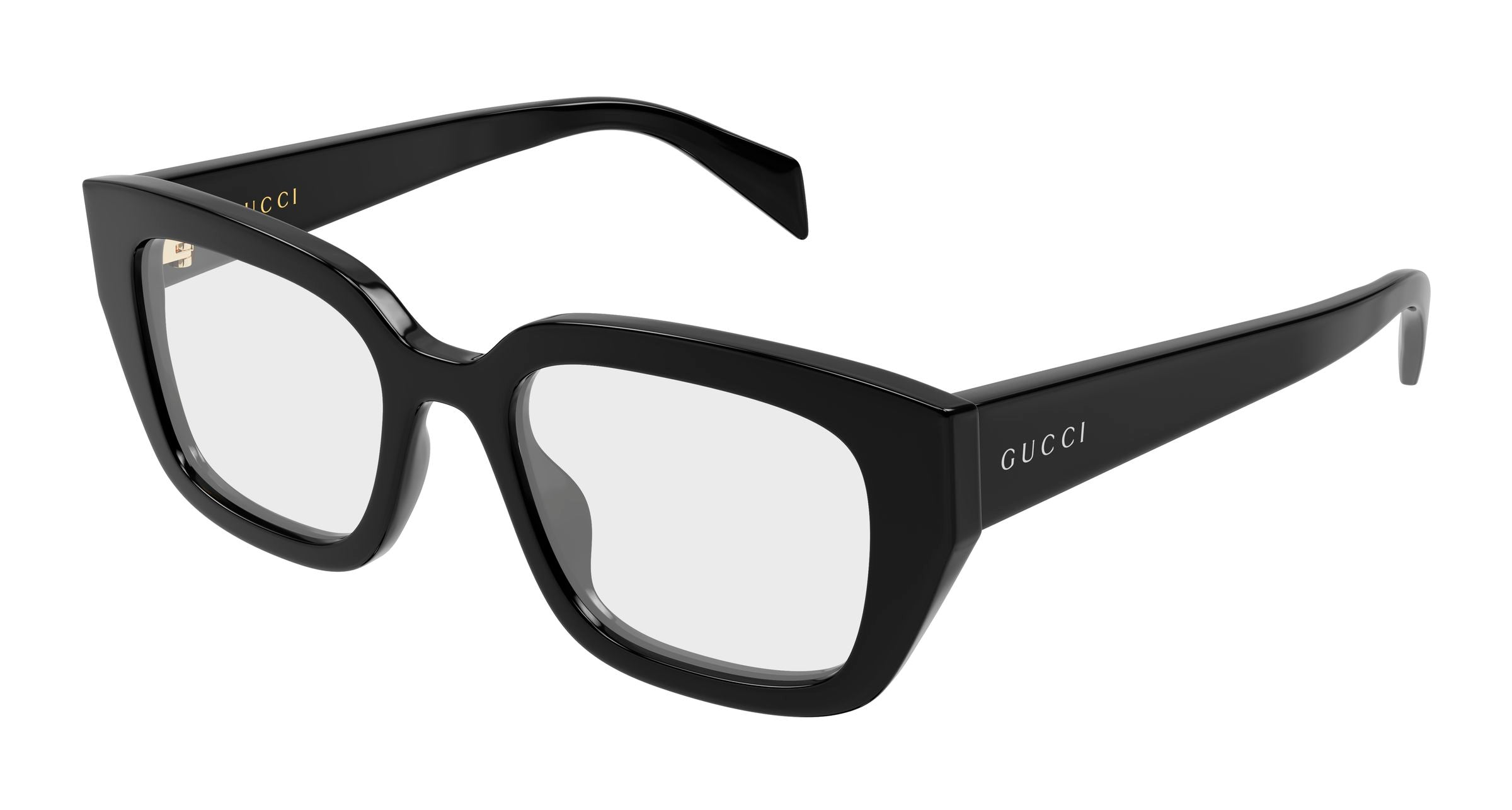 Gucci Donna Gucci GG2021O 001 Montature da vista Acetato Nero Trasparente Cat Eye