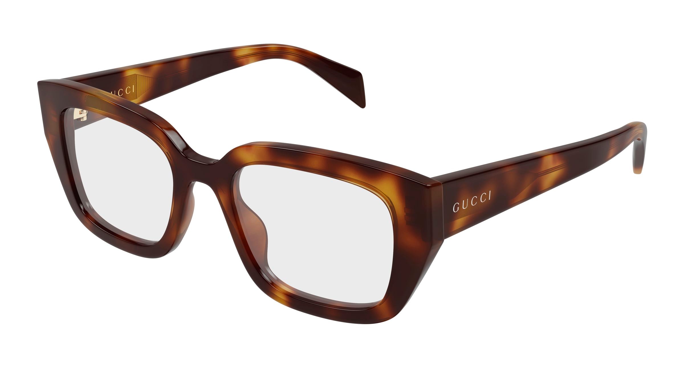 Gucci Donna Gucci GG2021O 002 Montature da vista Acetato Havana Trasparente Cat Eye Gucci Donna Gucci GG2021O 002 Montature da vista Acetato Havana Trasparente Cat Eye