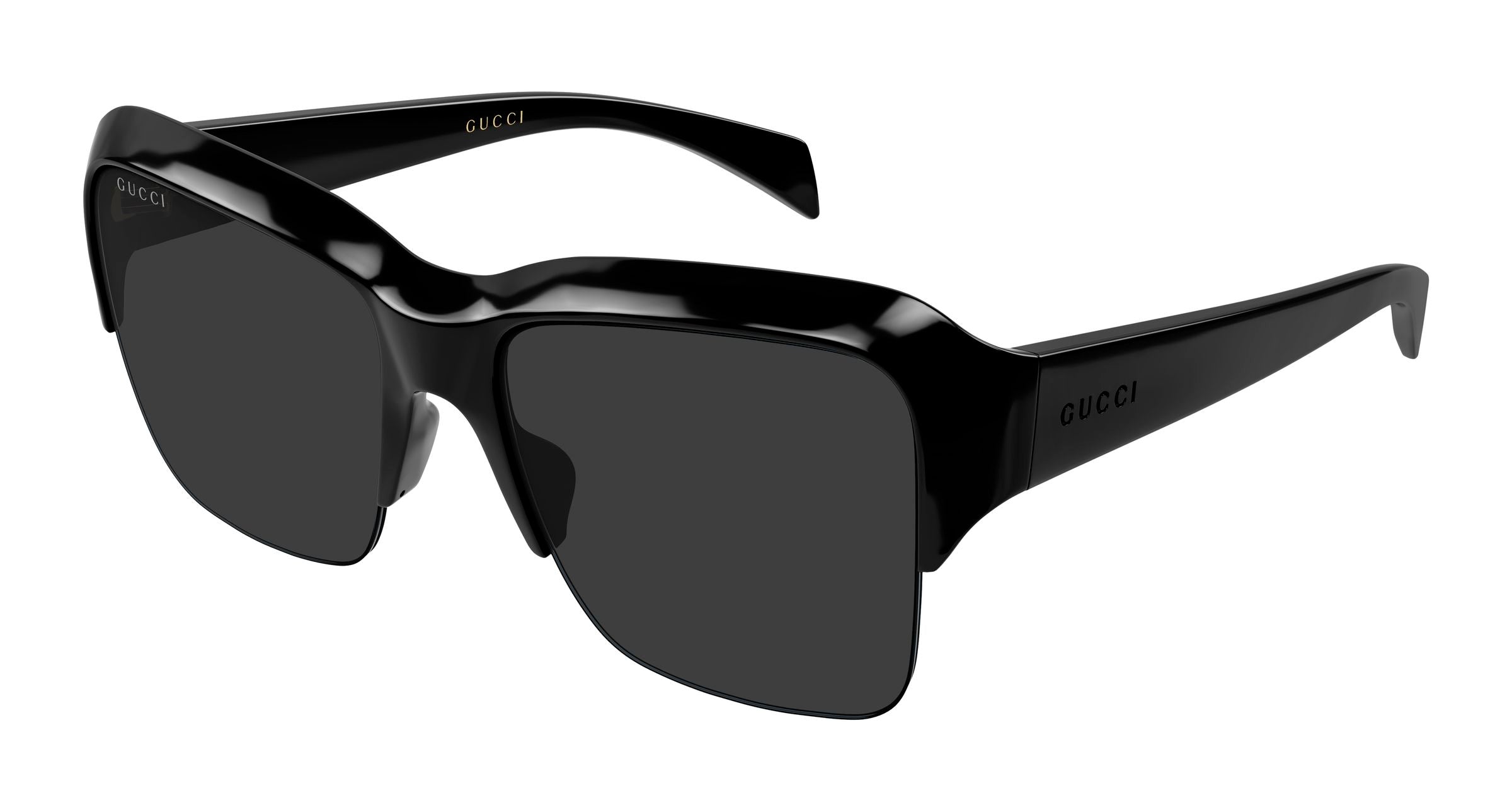 Gucci Donna Gucci GG2024S 001 Occhiali da sole Bio-iniettato Nero Grigio Pilot Gucci Donna Gucci GG2024S 001 Occhiali da sole Bio-iniettato Nero Grigio Pilot