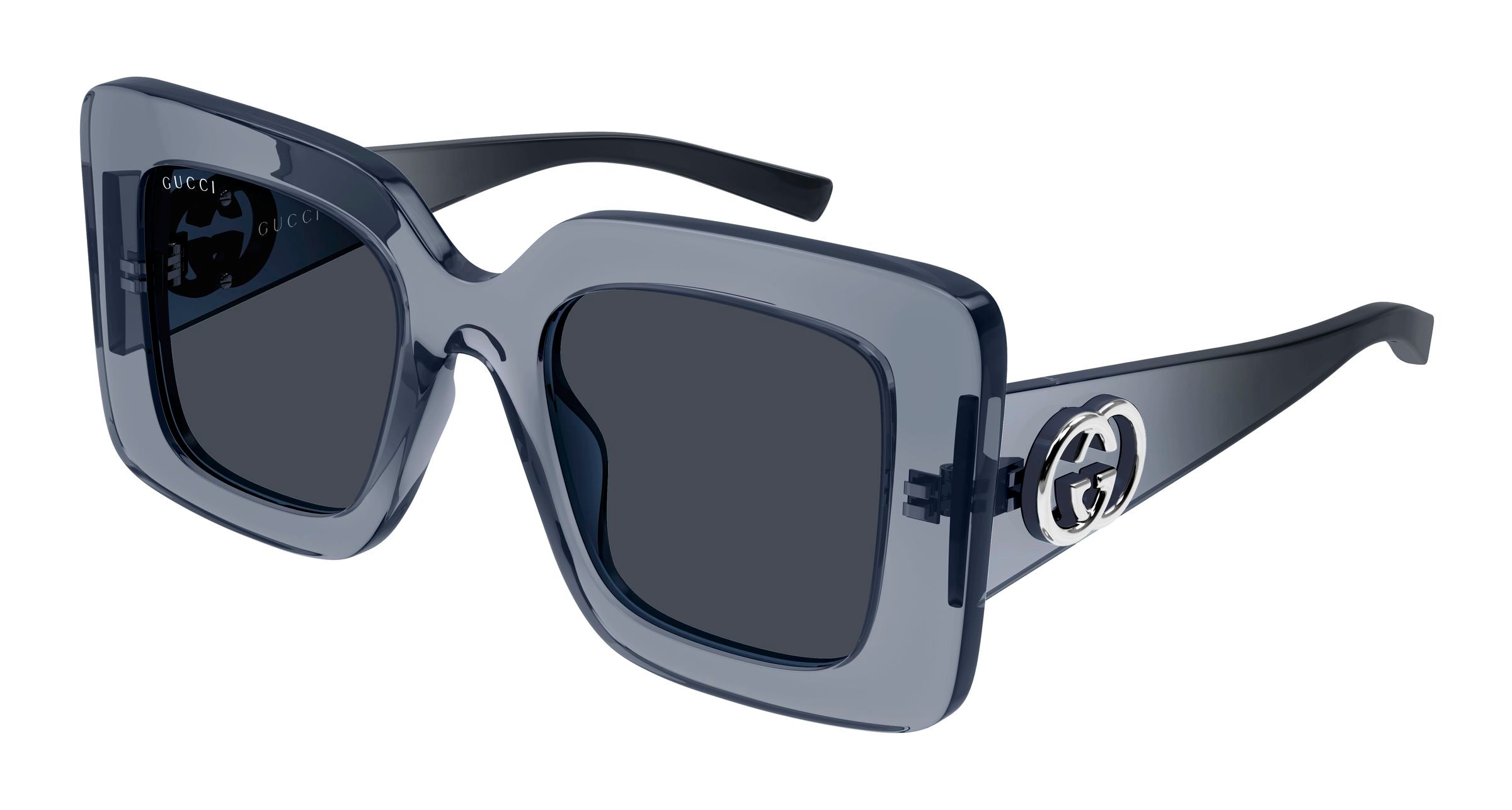 Gucci Donna Gucci GG2025S 003 Occhiali da sole Iniettato Grigio Blu Squadrata