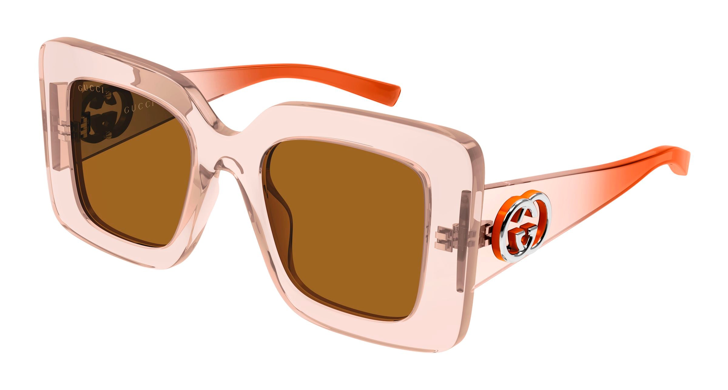 Gucci Donna Gucci GG2025S 004 Occhiali da sole Iniettato Rosa Marrone Squadrata Gucci Donna Gucci GG2025S 004 Occhiali da sole Iniettato Rosa Marrone Squadrata