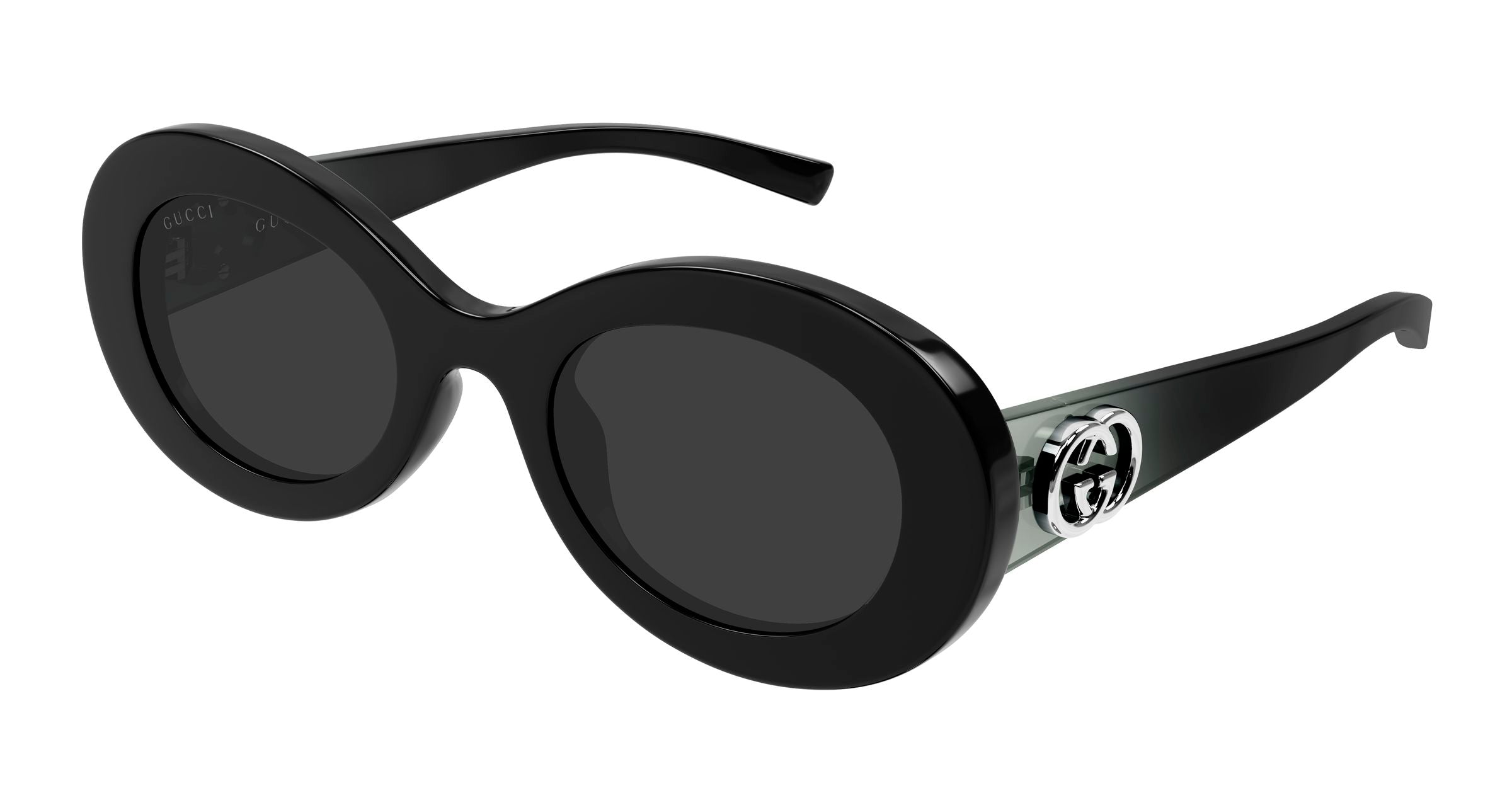Gucci Donna Gucci GG2026S 001 Occhiali da sole Iniettato Nero Grigio Rotonda Gucci Donna Gucci GG2026S 001 Occhiali da sole Iniettato Nero Grigio Rotonda