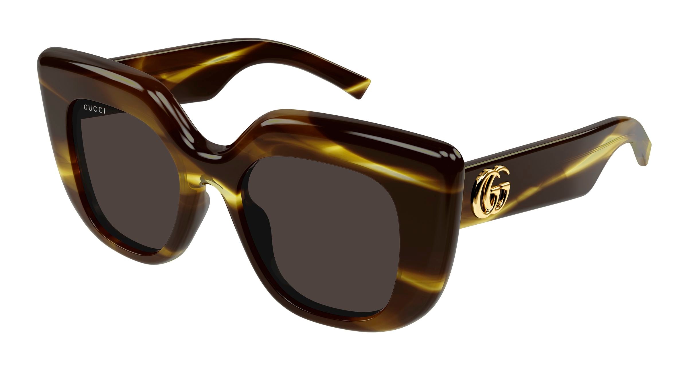 Gucci Donna Gucci GG2030S 003 Occhiali da sole Acetato Havana Grigio Squadrata