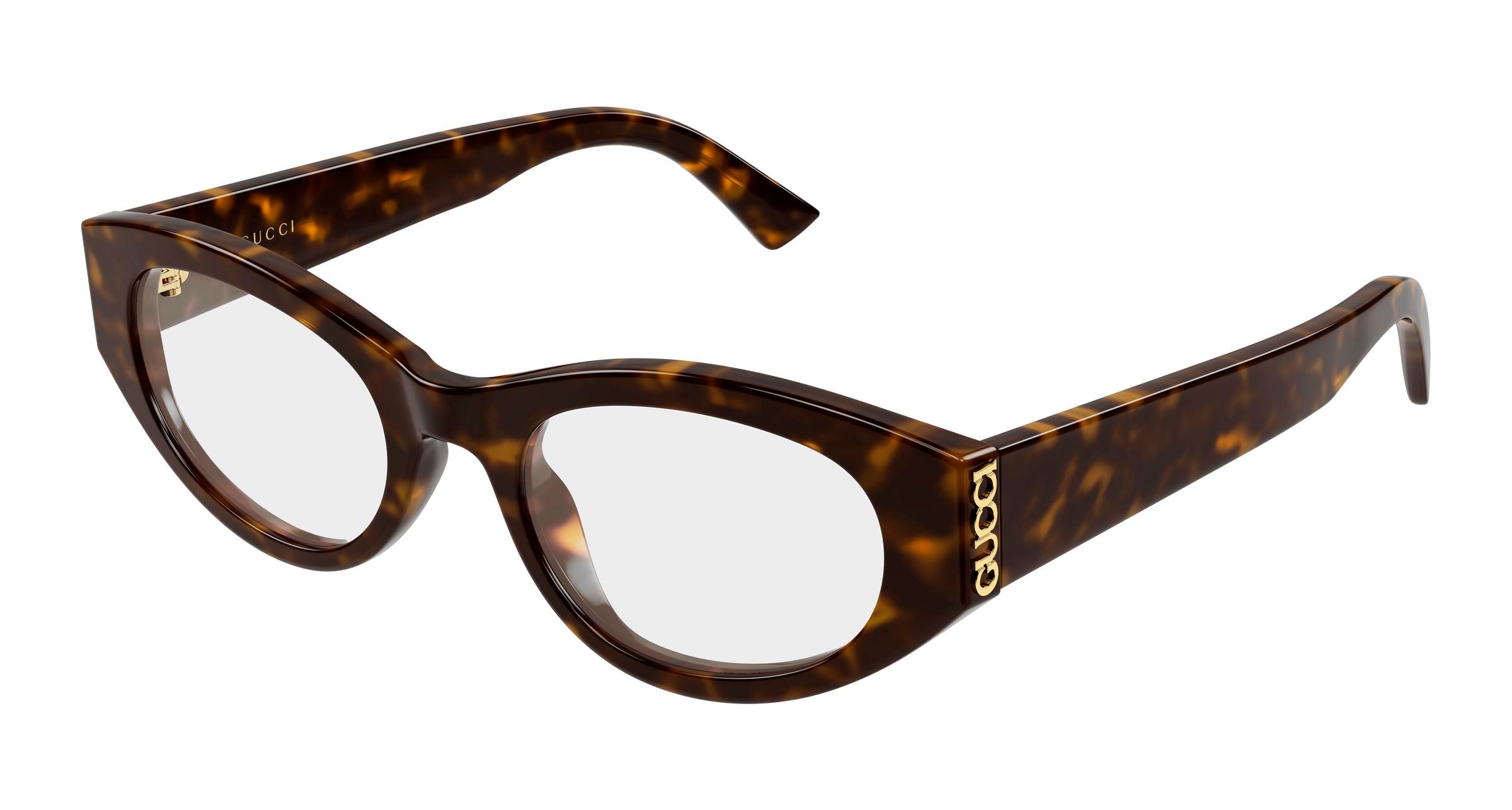 Gucci Donna Gucci GG2041O 002 Montature da vista Acetato Havana Trasparente Rotonda