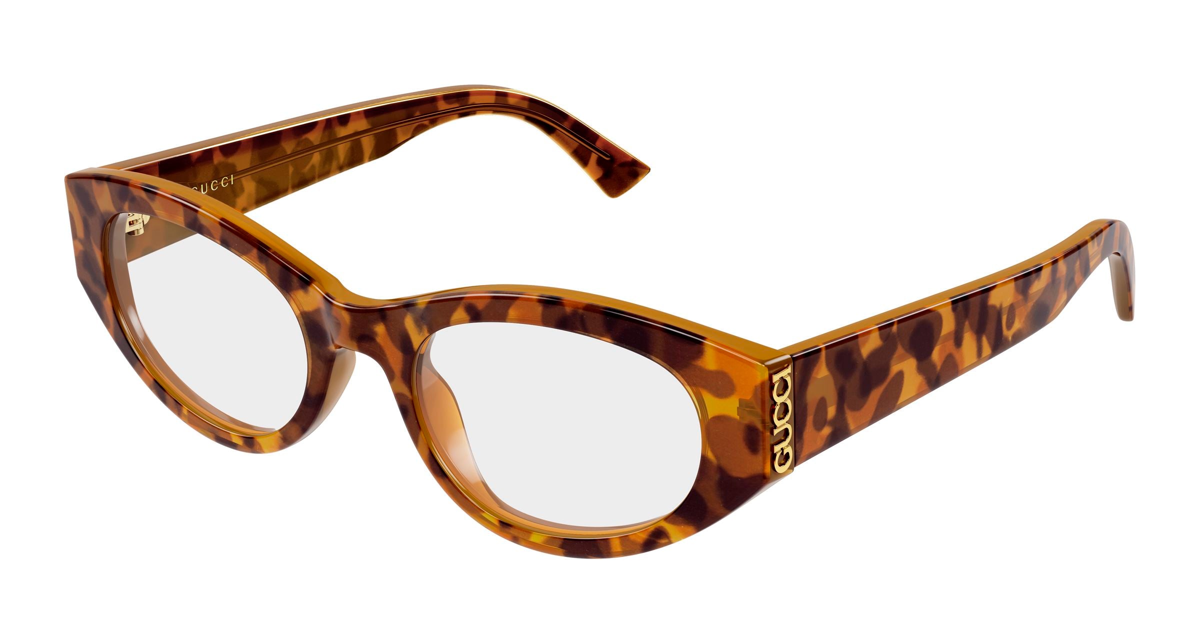 Gucci Donna Gucci GG2041O 004 Montature da vista Acetato Havana Trasparente Rotonda