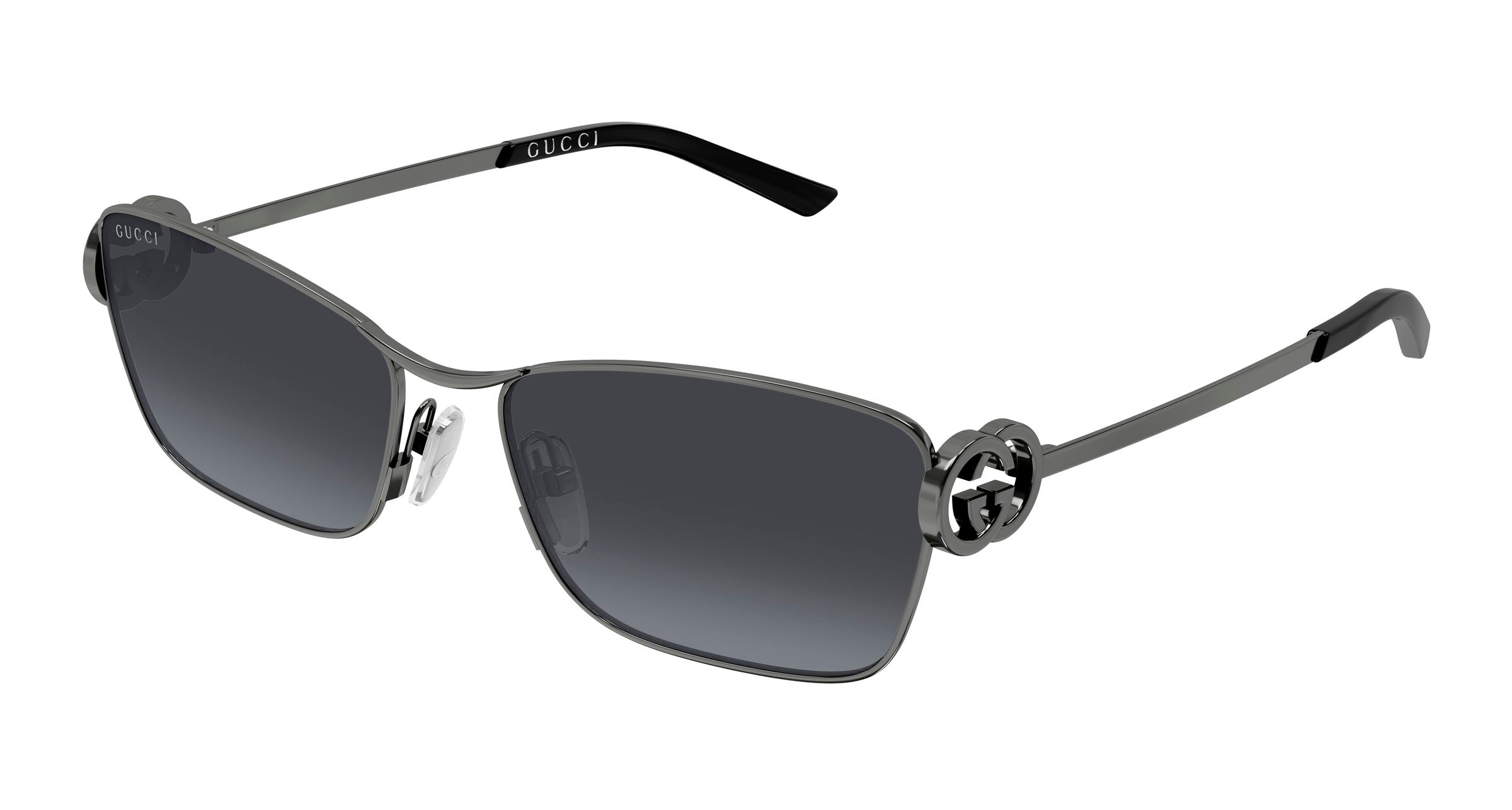 Gucci Donna Gucci GG2045S 001 Occhiali da sole Metallo Rutenio Grigio Cat Eye