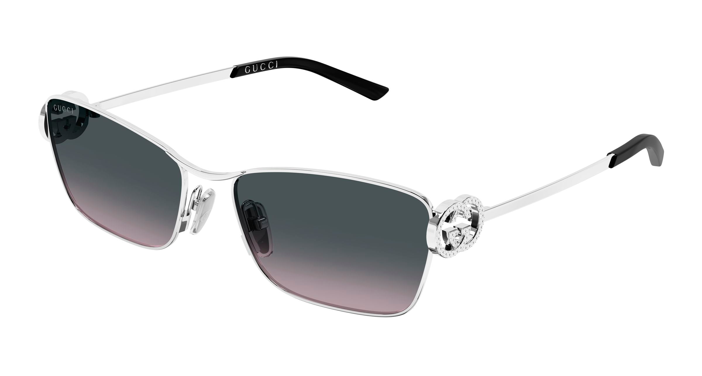 Gucci Donna Gucci GG2045S 002 Occhiali da sole Metallo Argento Grigio Cat Eye