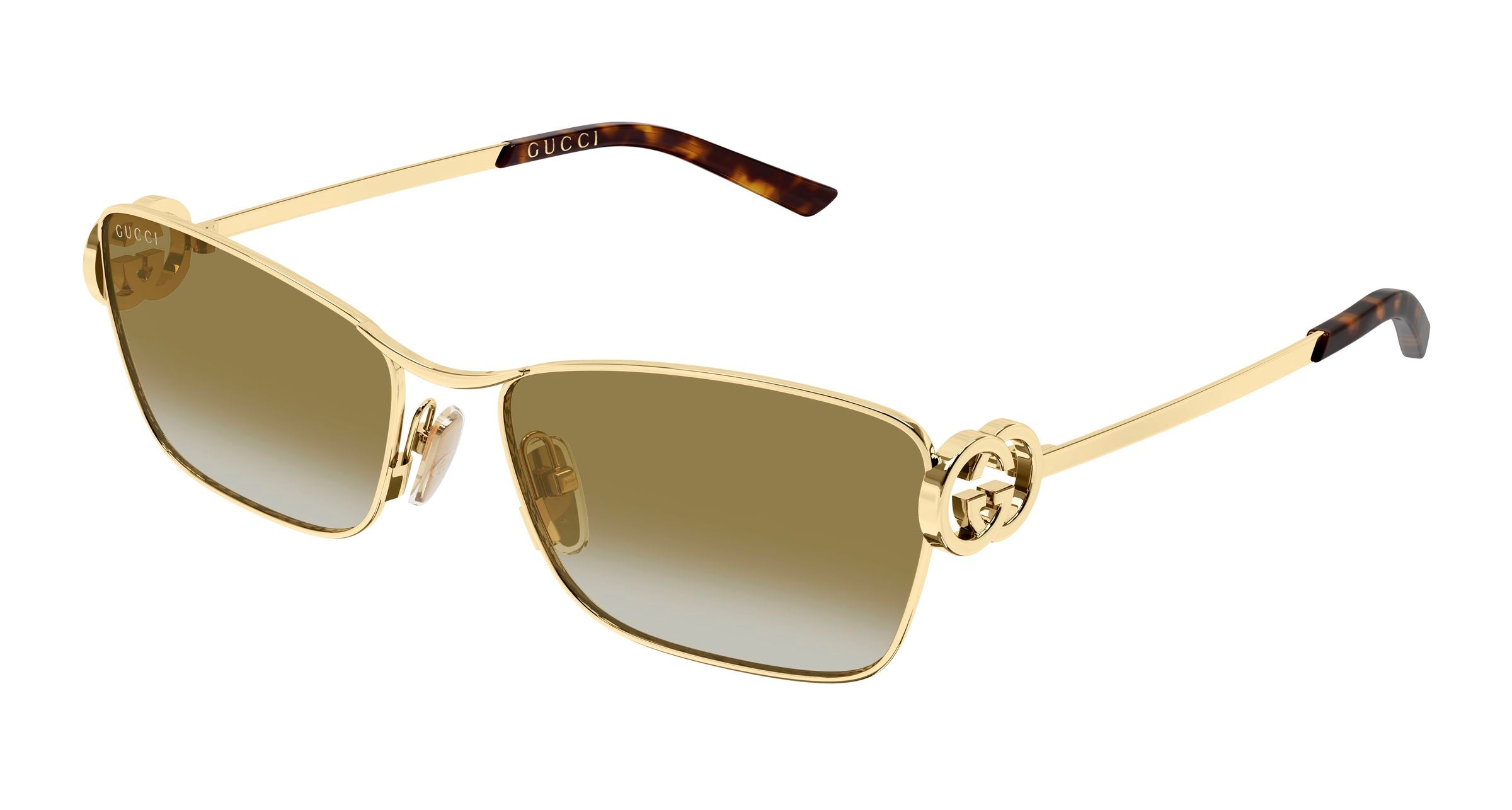 Gucci Donna Gucci GG2045S 003 Occhiali da sole Metallo Oro Marrone Cat Eye