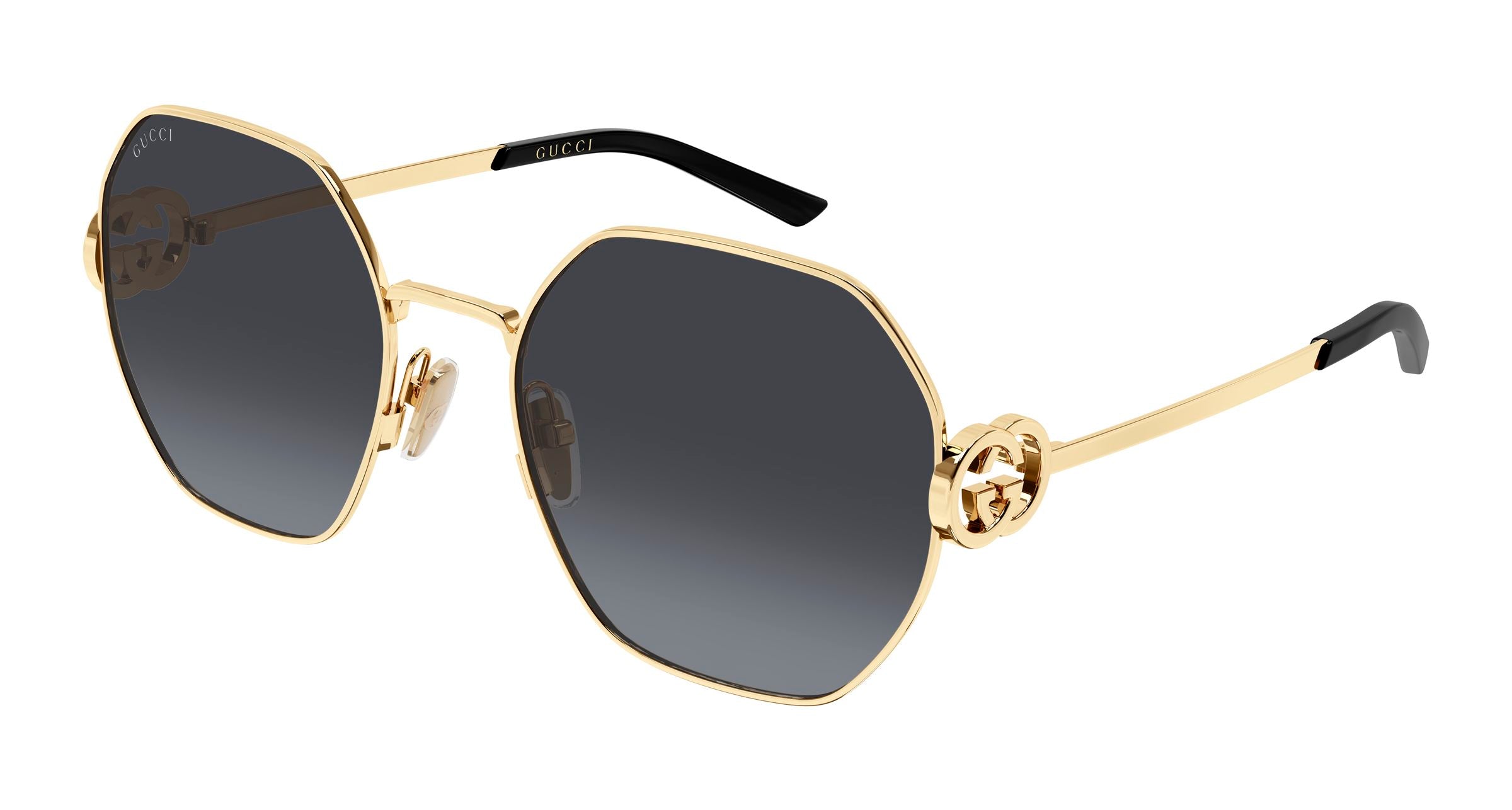 Gucci Donna Gucci GG2046S 001 Occhiali da sole Metallo Oro Grigio Geometrica Gucci Donna Gucci GG2046S 001 Occhiali da sole Metallo Oro Grigio Geometrica