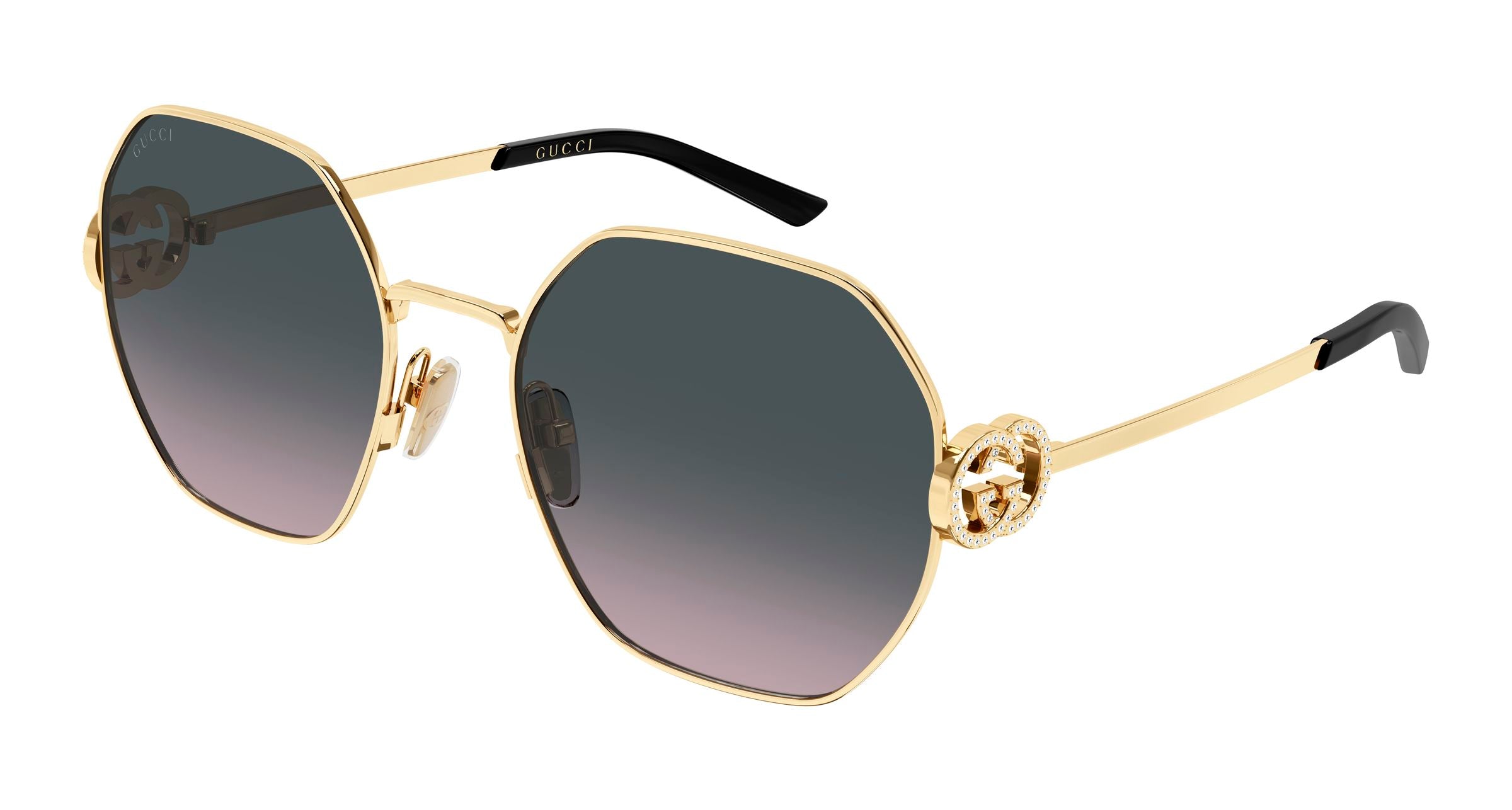 Gucci Donna Gucci GG2046S 002 Occhiali da sole Metallo Oro Grigio Geometrica Gucci Donna Gucci GG2046S 002 Occhiali da sole Metallo Oro Grigio Geometrica
