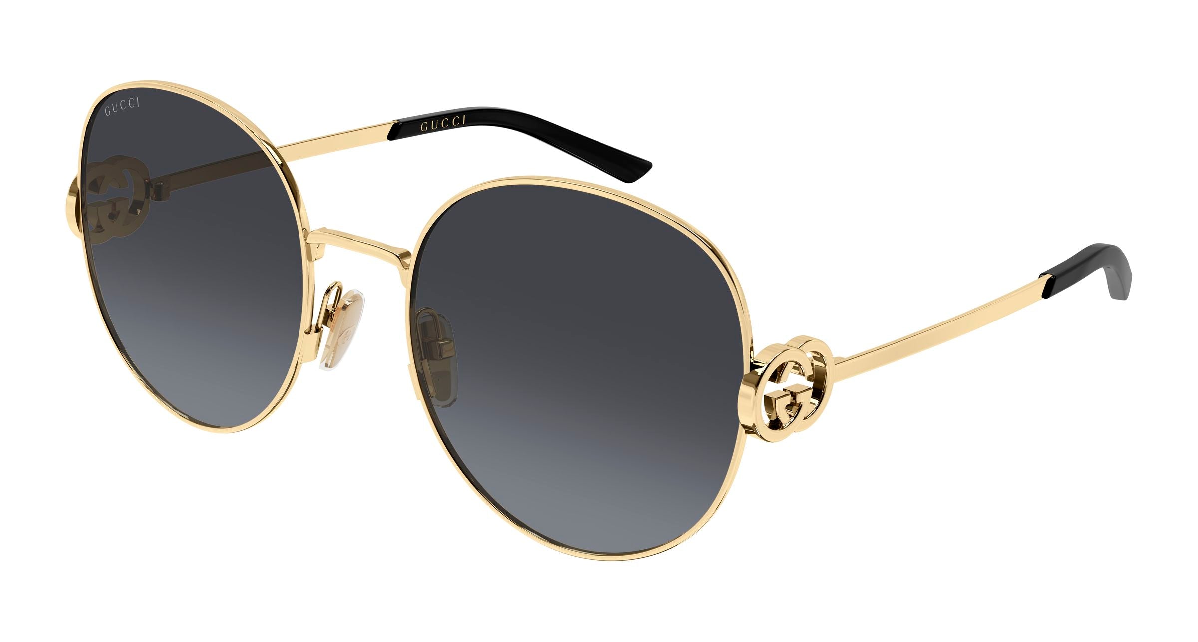Gucci Donna Gucci GG2047S 001 Occhiali da sole Metallo Oro Grigio Rotonda