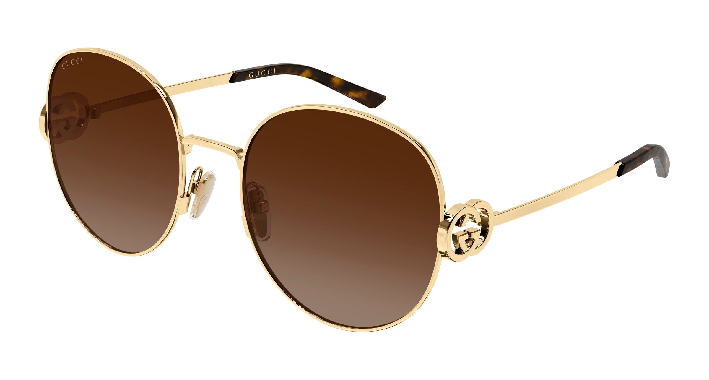 Gucci Donna Gucci GG2047S 003 Occhiali da sole Metallo Oro Marrone Rotonda Gucci Donna Gucci GG2047S 003 Occhiali da sole Metallo Oro Marrone Rotonda