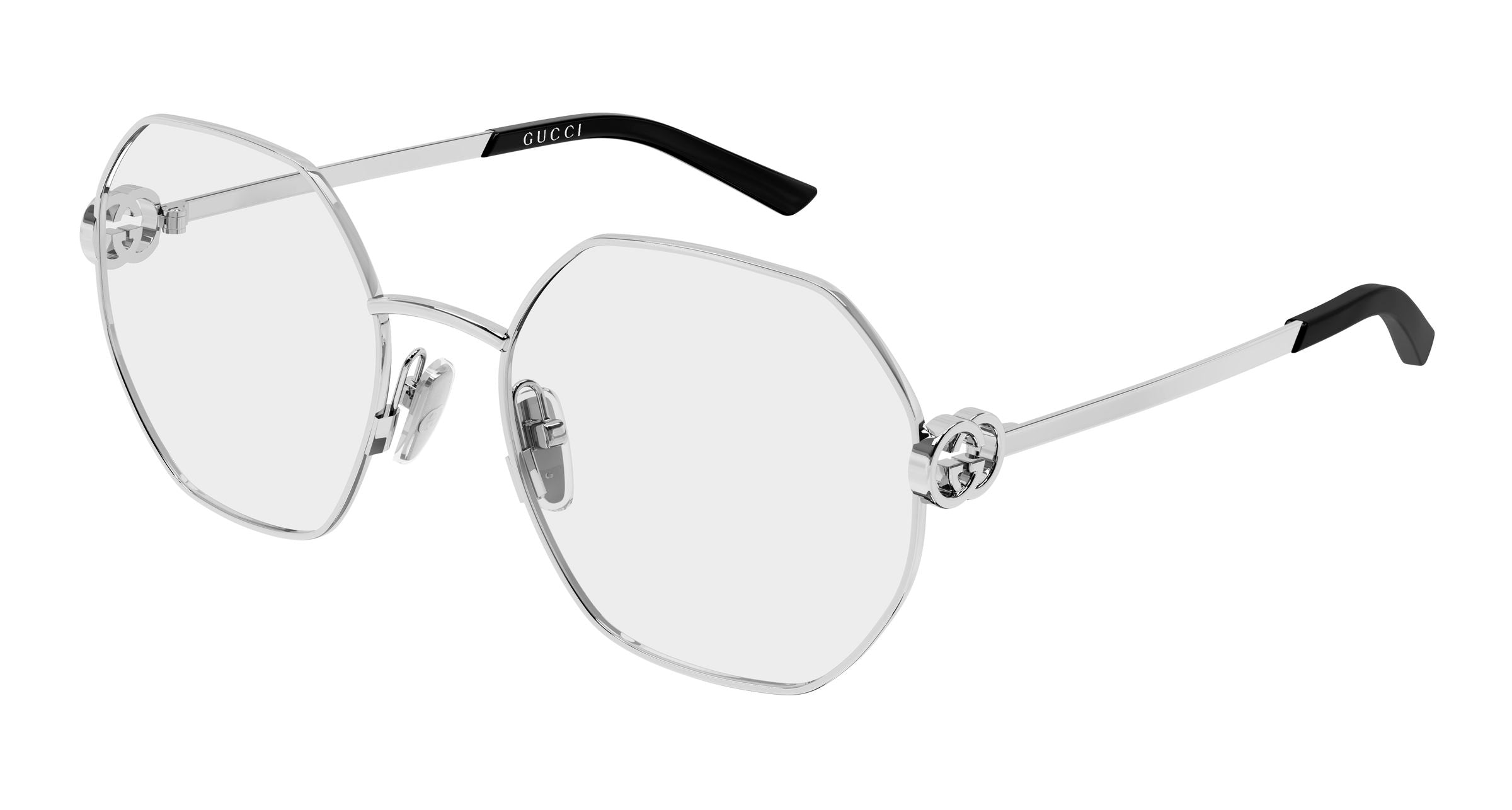 Gucci Donna Gucci GG2048O 003 Montature da vista Metallo Argento Trasparente Geometrica