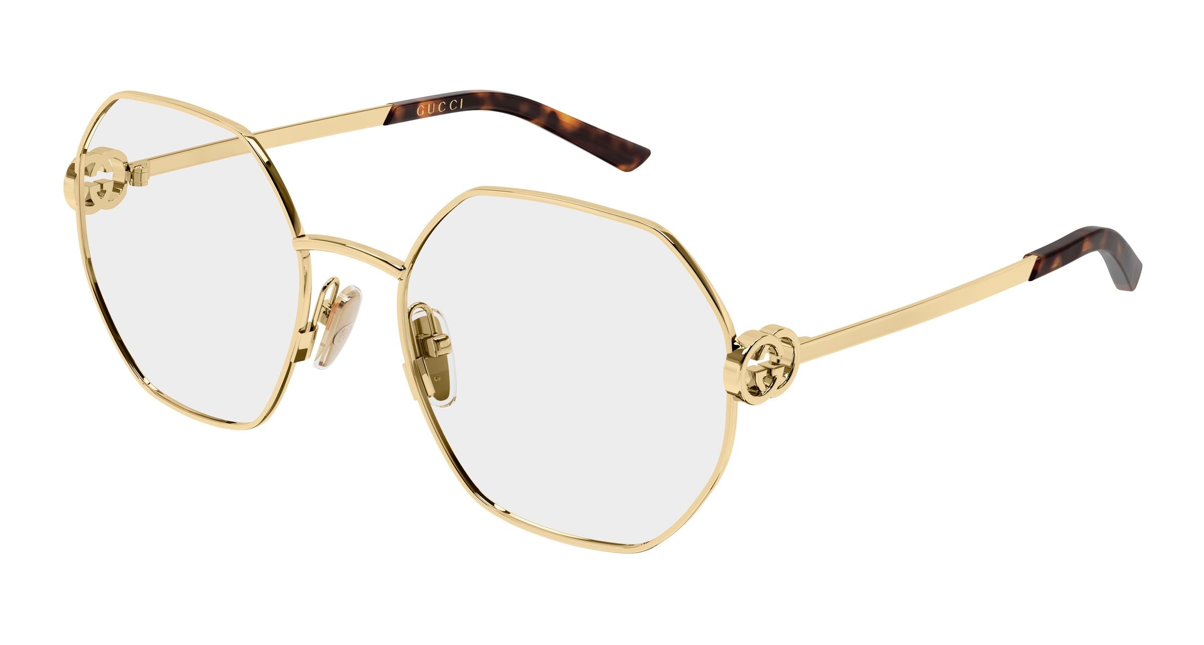 Gucci Donna Gucci GG2048O 005 Montature da vista Metallo Oro Trasparente Geometrica Gucci Donna Gucci GG2048O 005 Montature da vista Metallo Oro Trasparente Geometrica