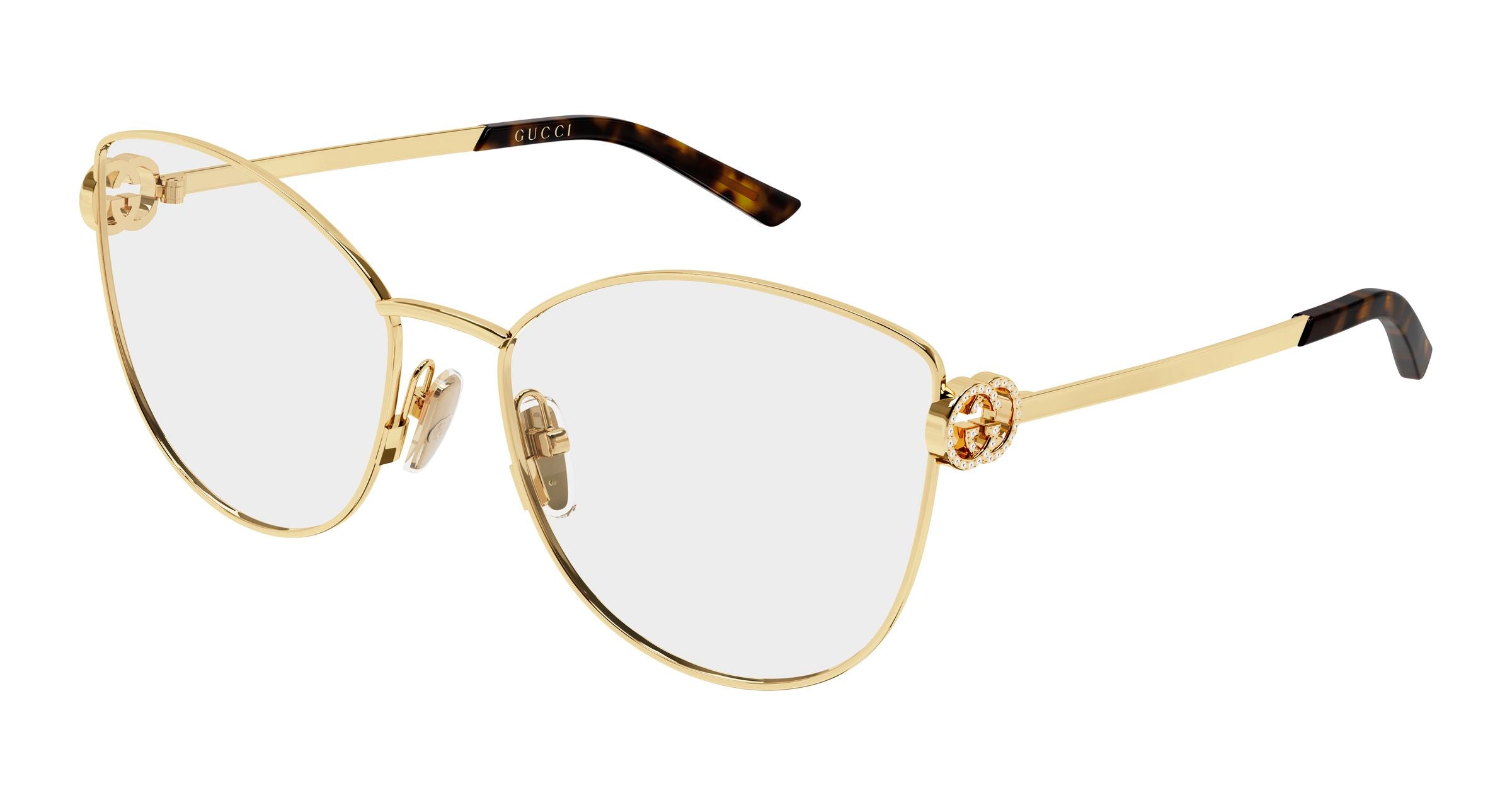 Gucci Donna Gucci GG2049O 002 Montature da vista Metallo Oro Trasparente Farfalla