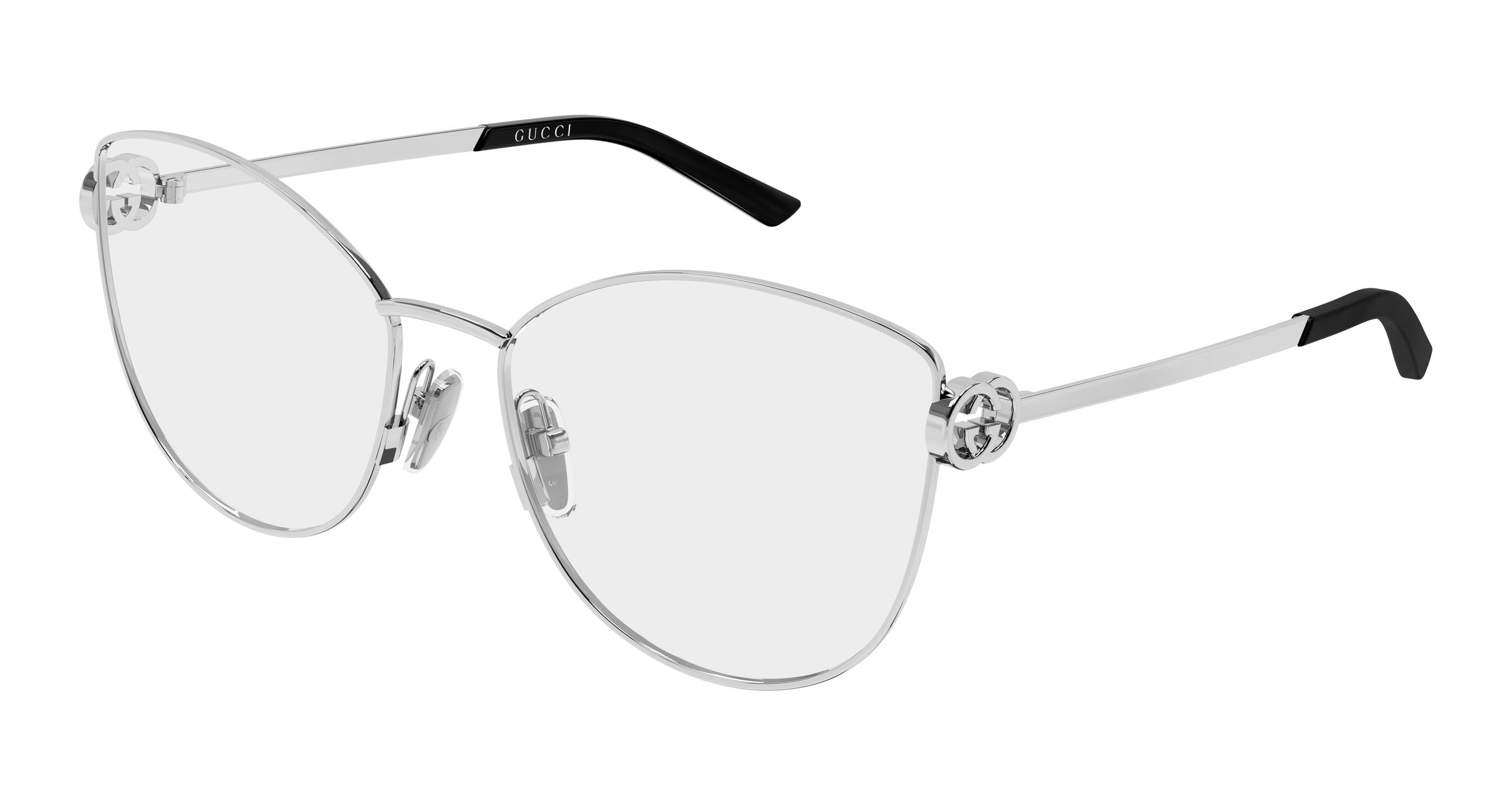 Gucci Donna Gucci GG2049O 003 Montature da vista Metallo Argento Trasparente Farfalla Gucci Donna Gucci GG2049O 003 Montature da vista Metallo Argento Trasparente Farfalla