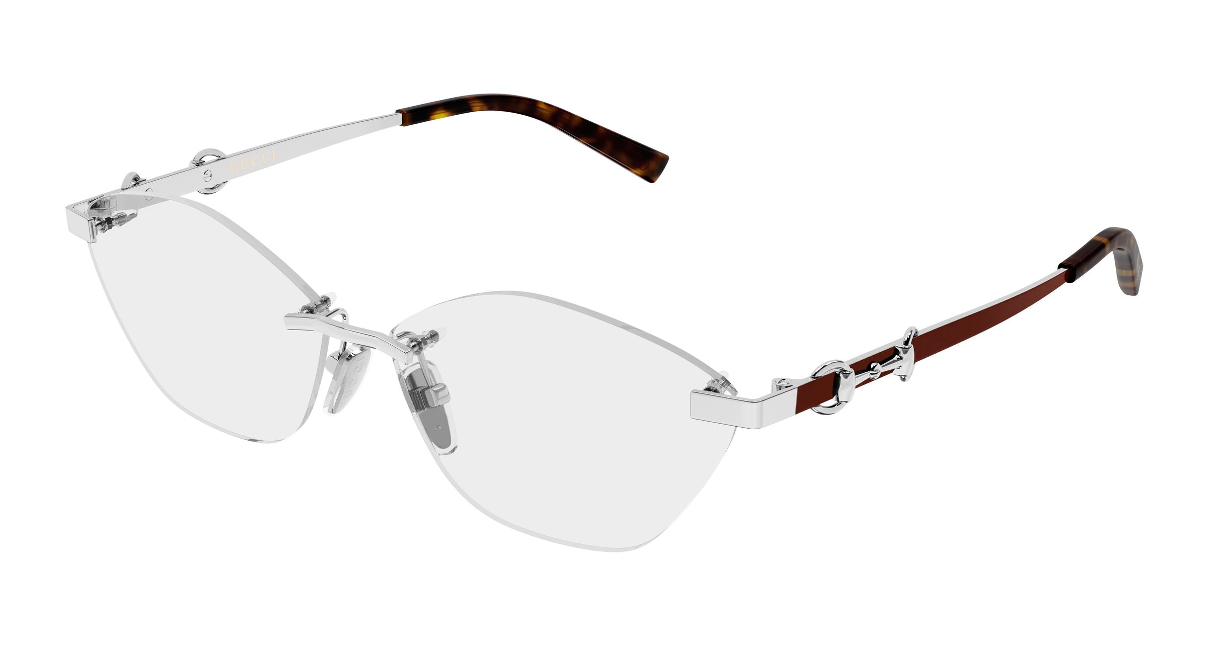 Gucci Donna Gucci GG2050O 003 Montature da vista Metallo Argento Trasparente Cat Eye
