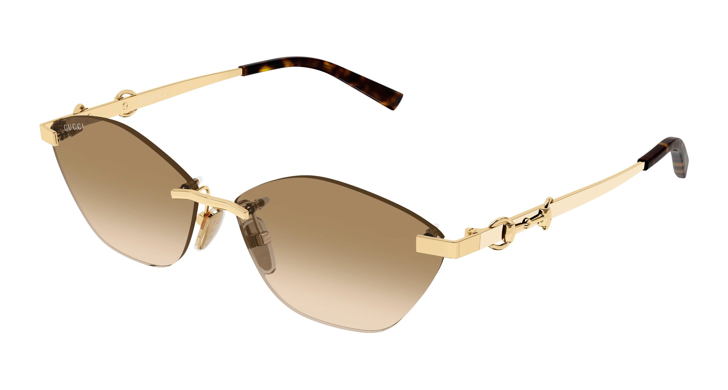 Gucci Donna Gucci GG2050S 004 Occhiali da sole Metallo Oro Marrone Cat Eye