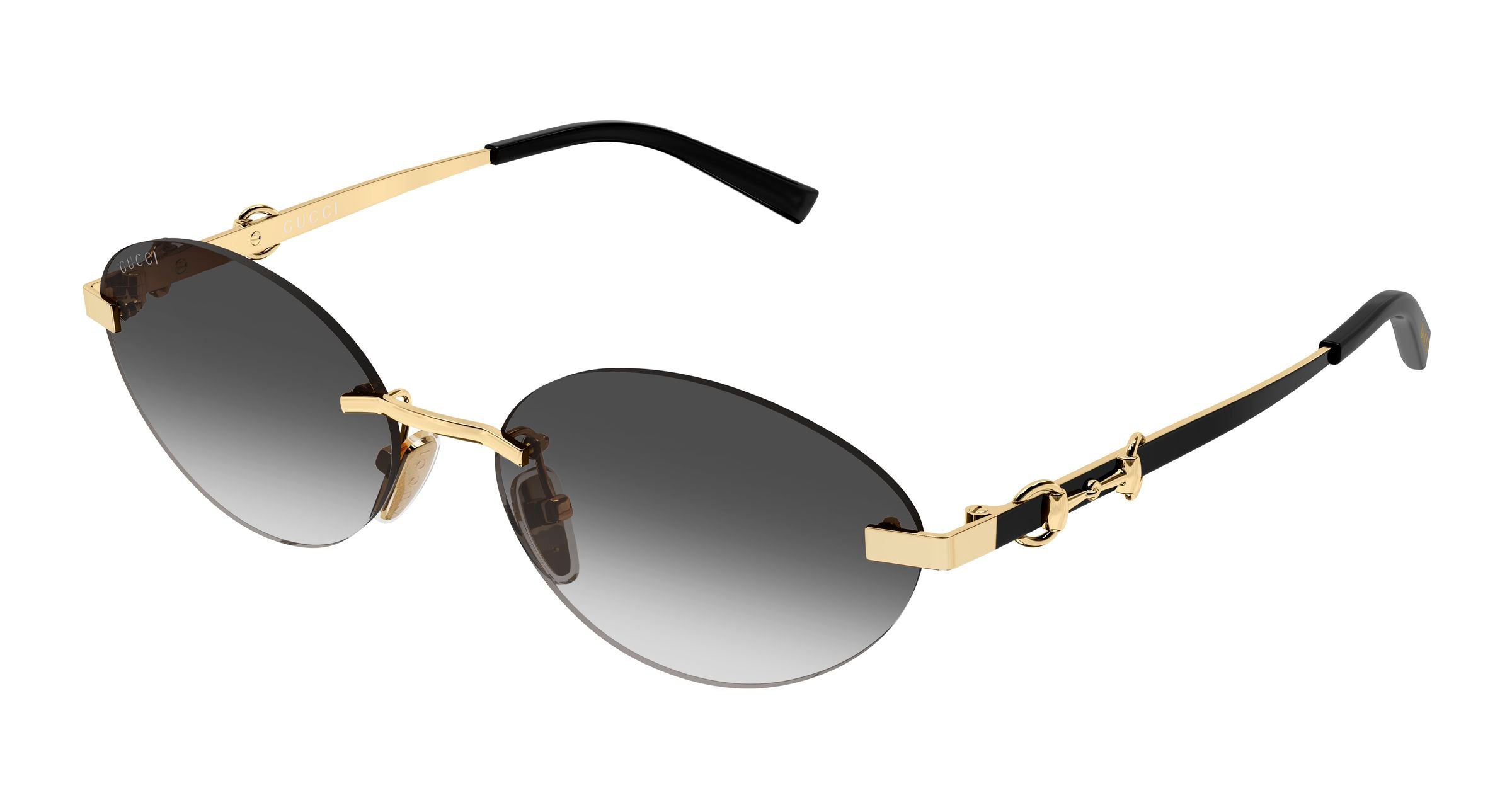 Gucci Donna Gucci GG2051S 001 Occhiali da sole Metallo Oro Grigio Rotonda