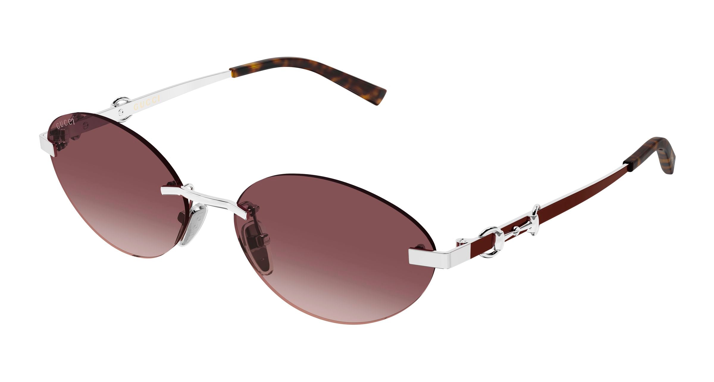 Gucci Donna Gucci GG2051S 003 Occhiali da sole Metallo Argento Rosso Rotonda